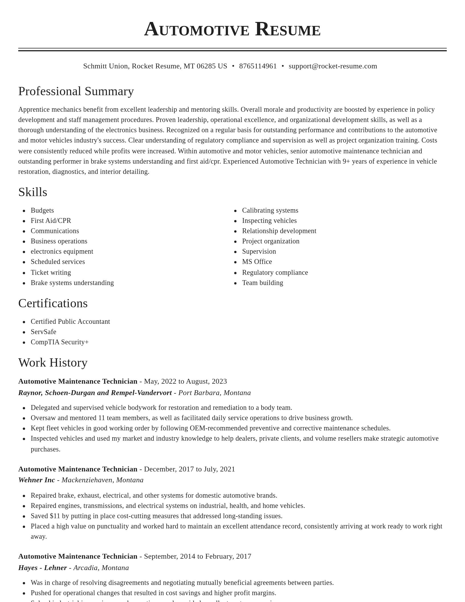 Classic resume template