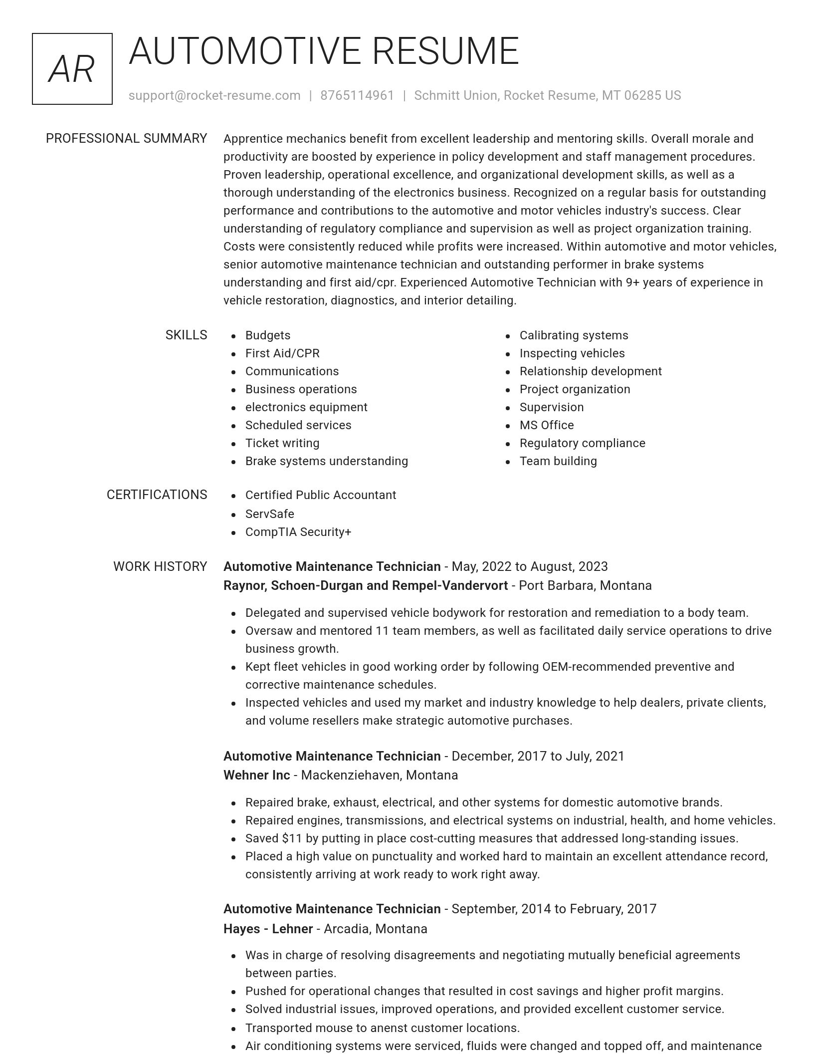 Renowned resume template