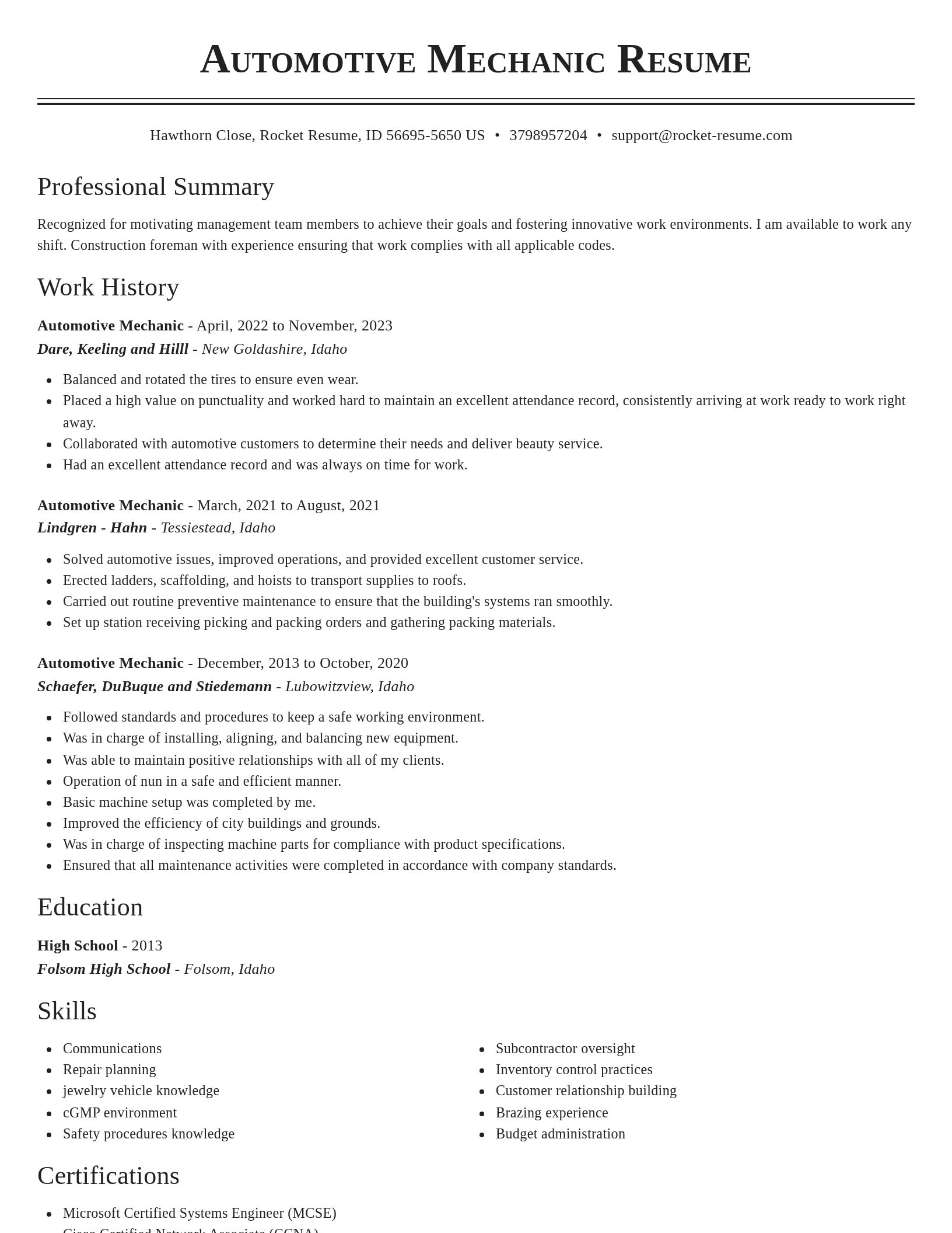 Classic resume template