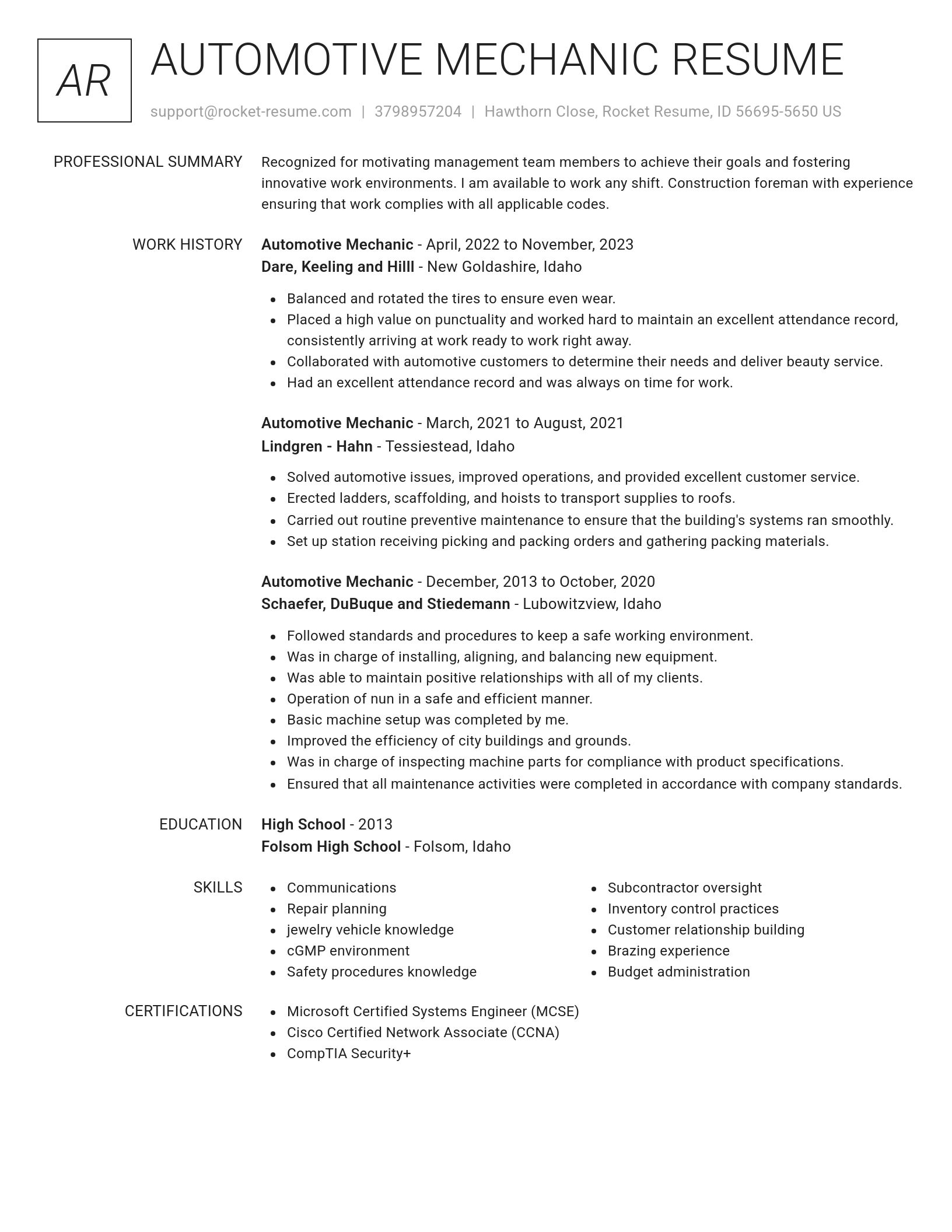 Renowned resume template