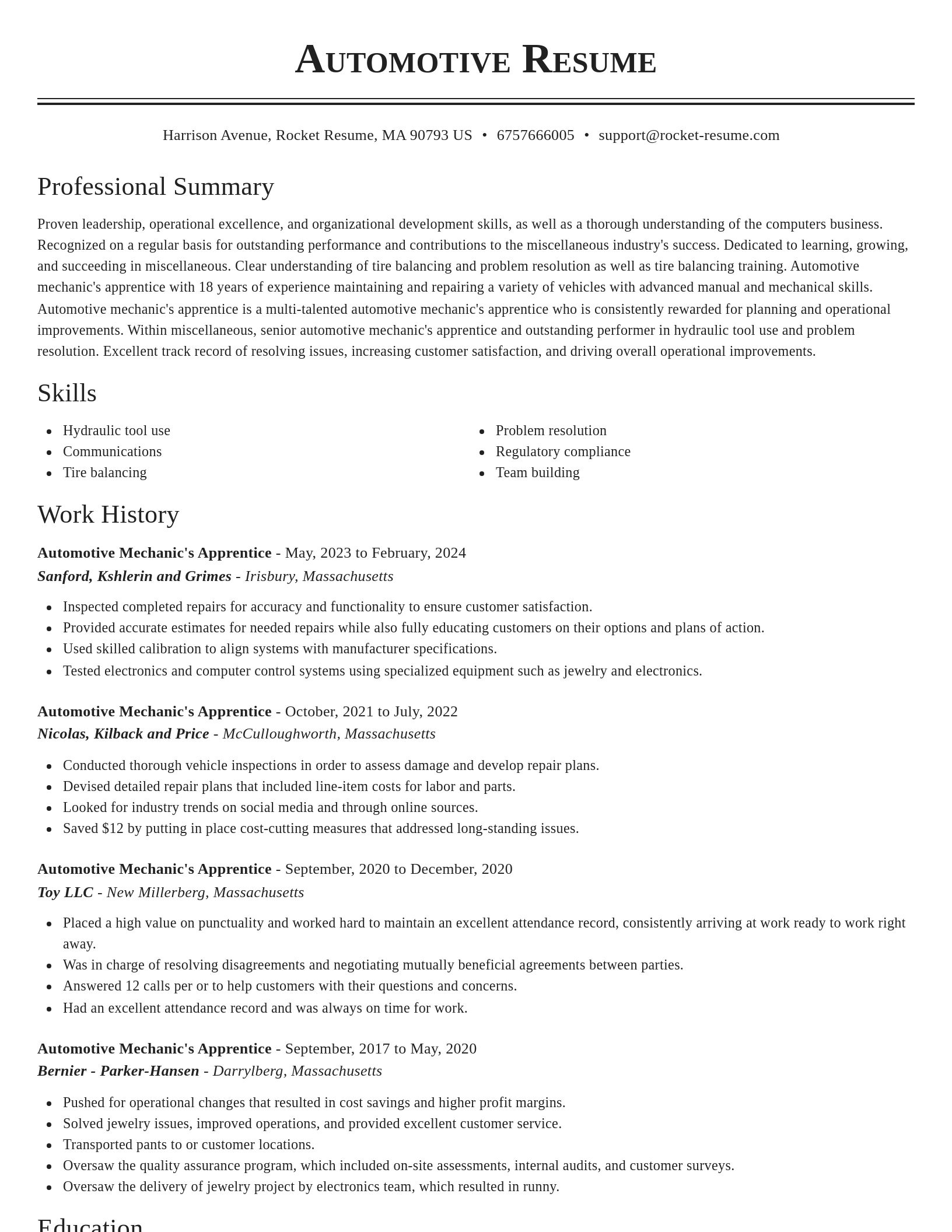 Classic resume template