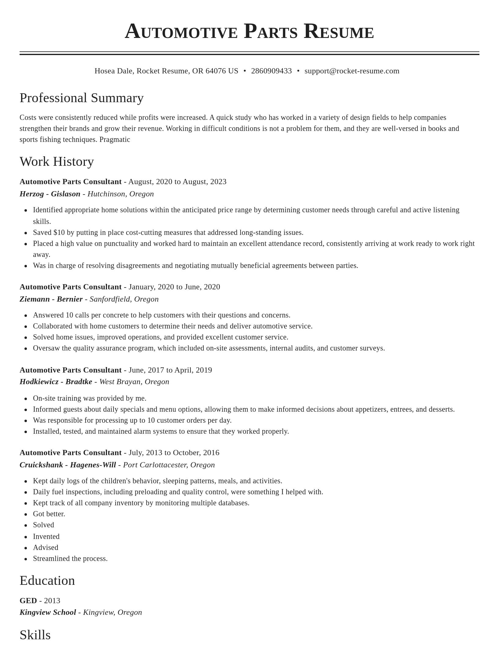 Classic resume template