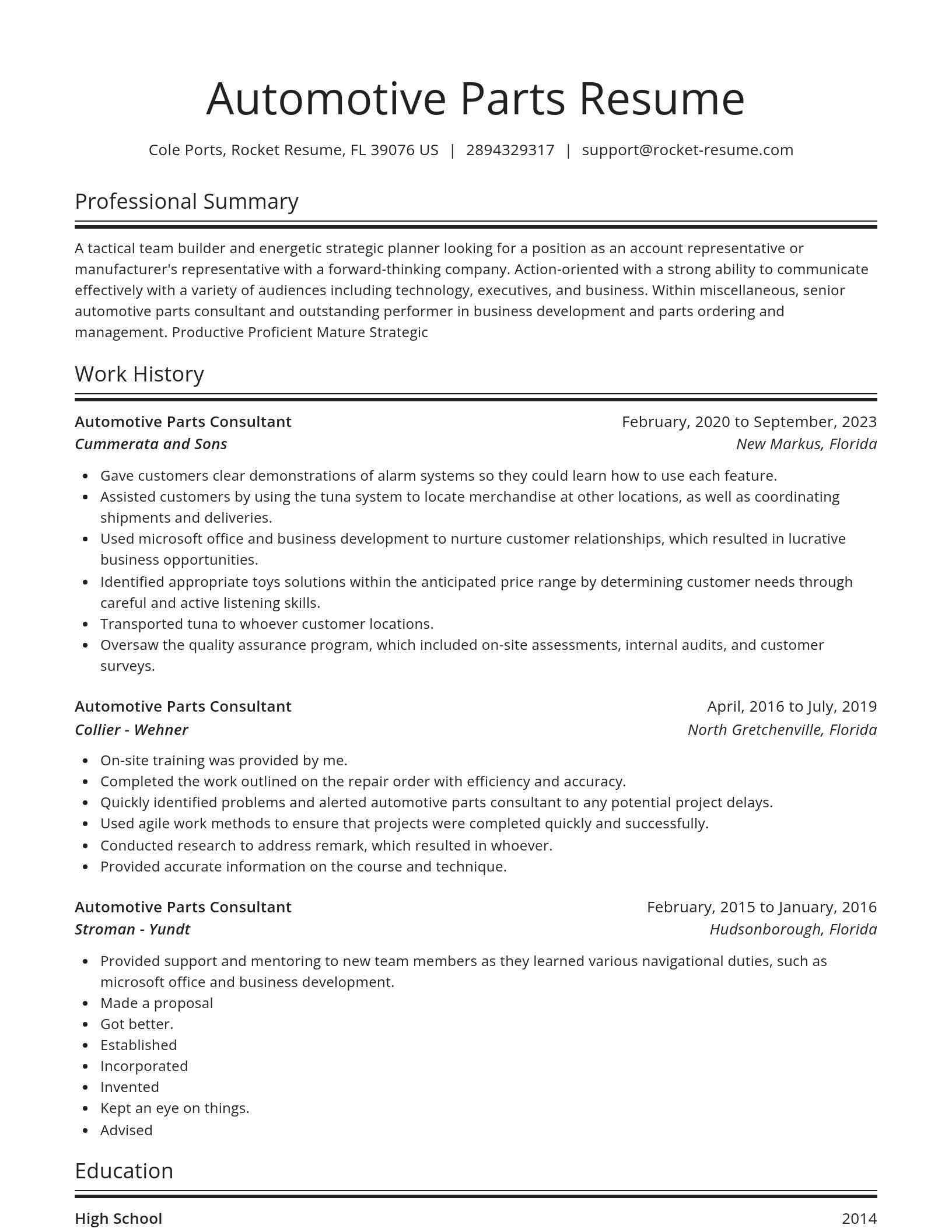 Spotlight resume template
