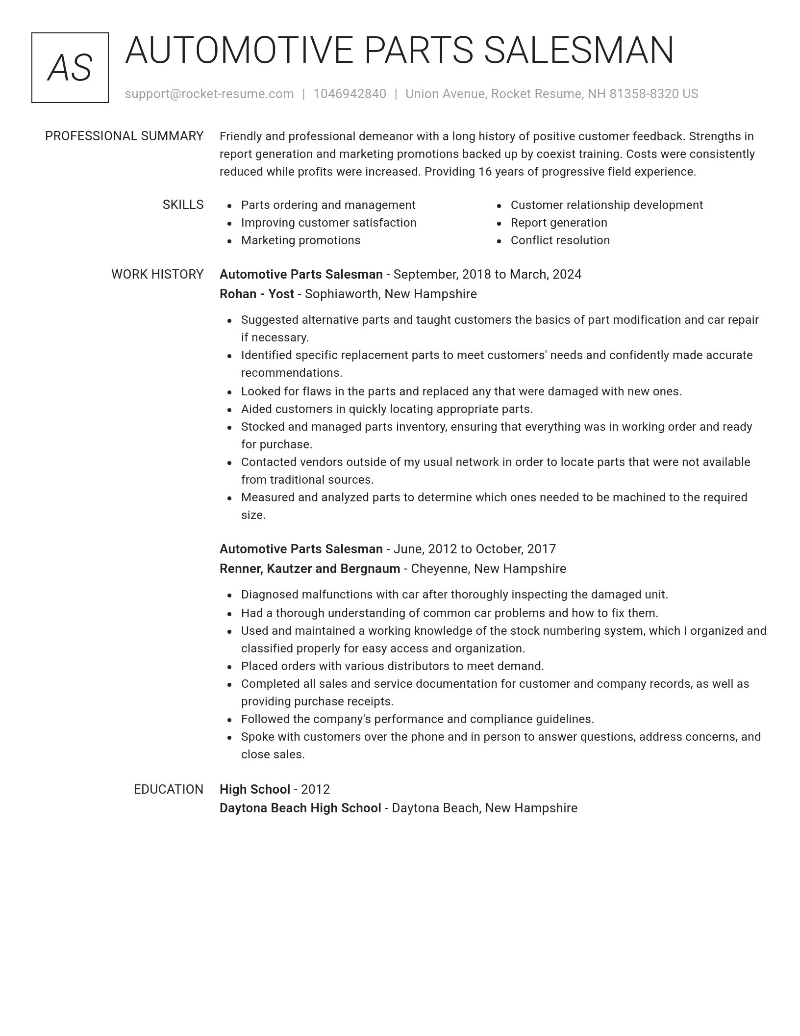 Renowned resume template