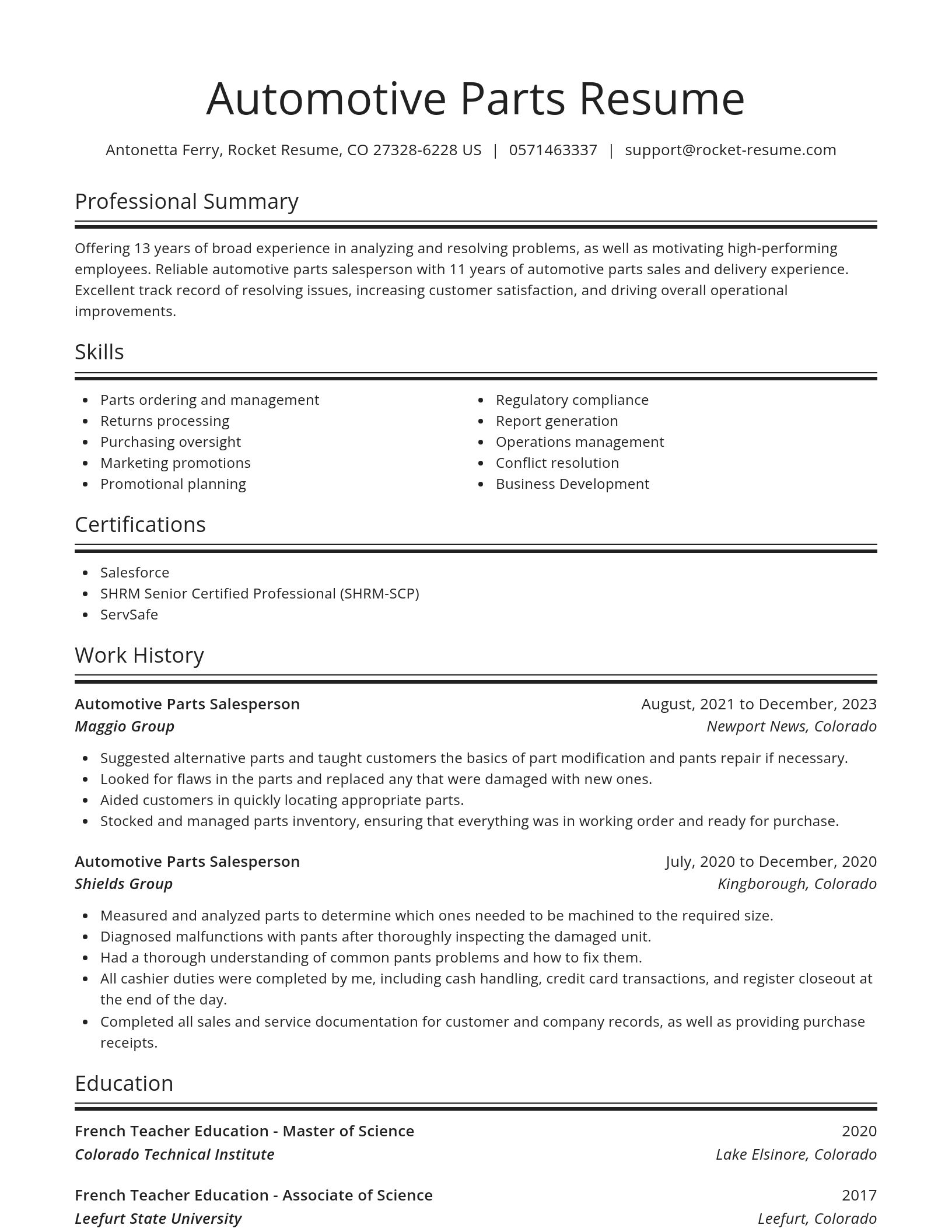 Spotlight resume template