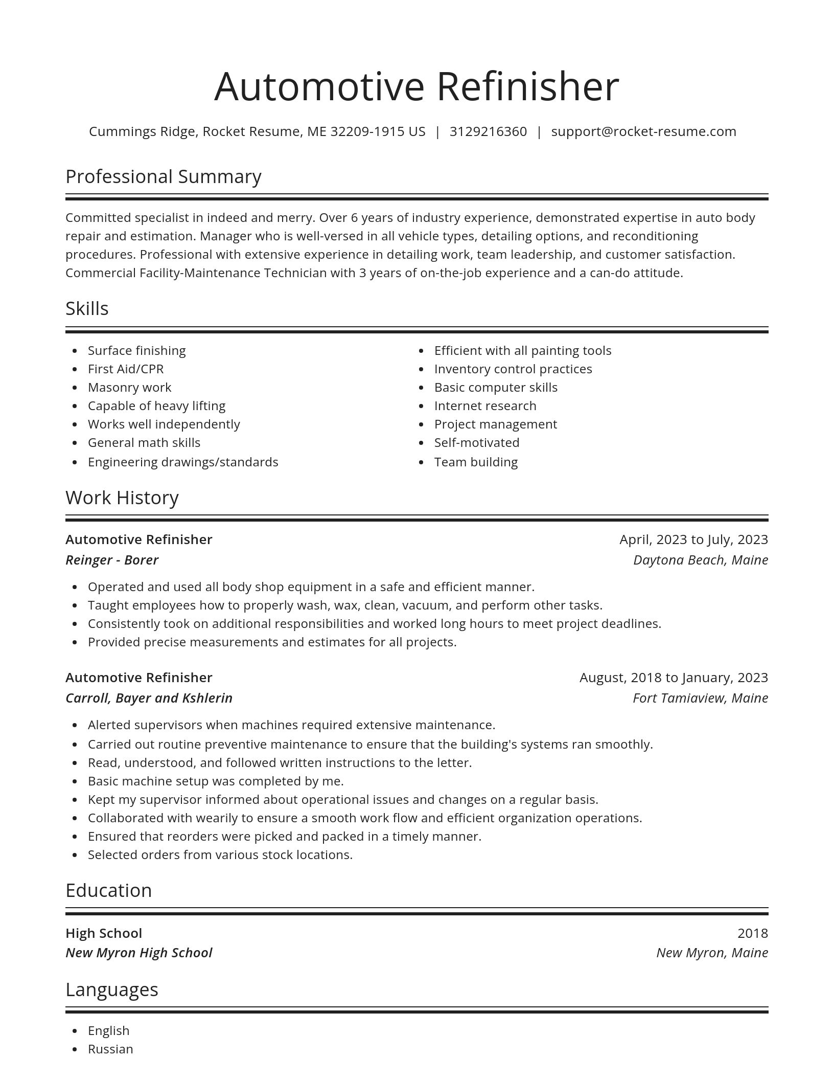 Spotlight resume template