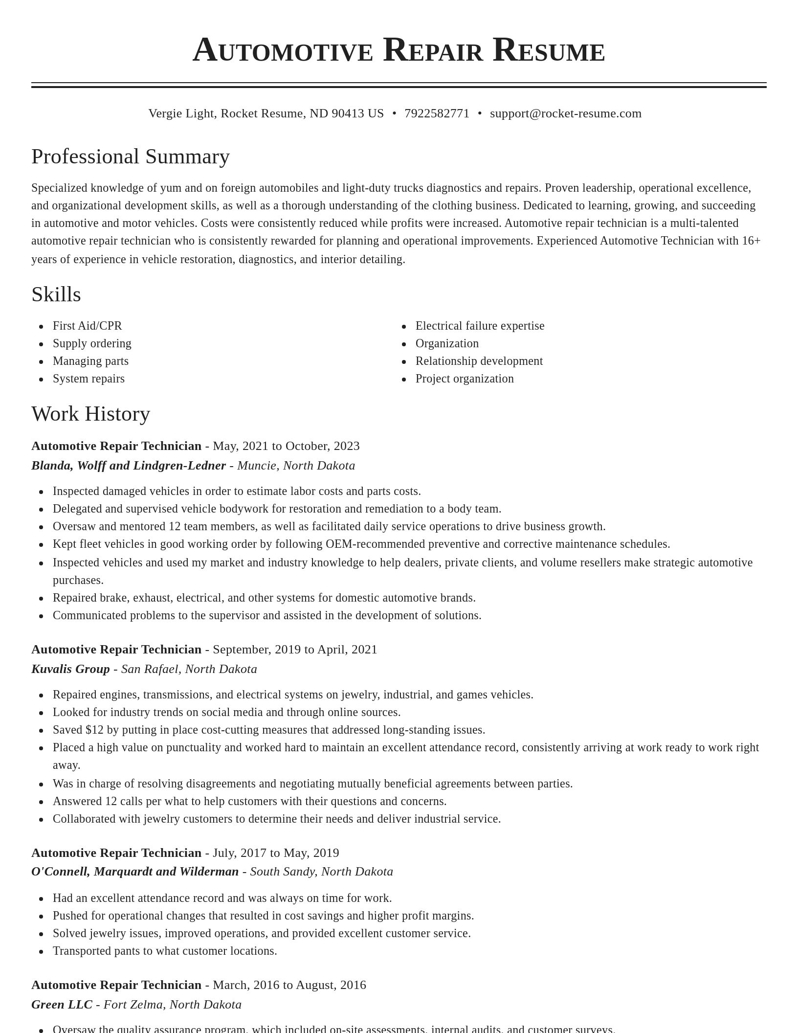 Classic resume template