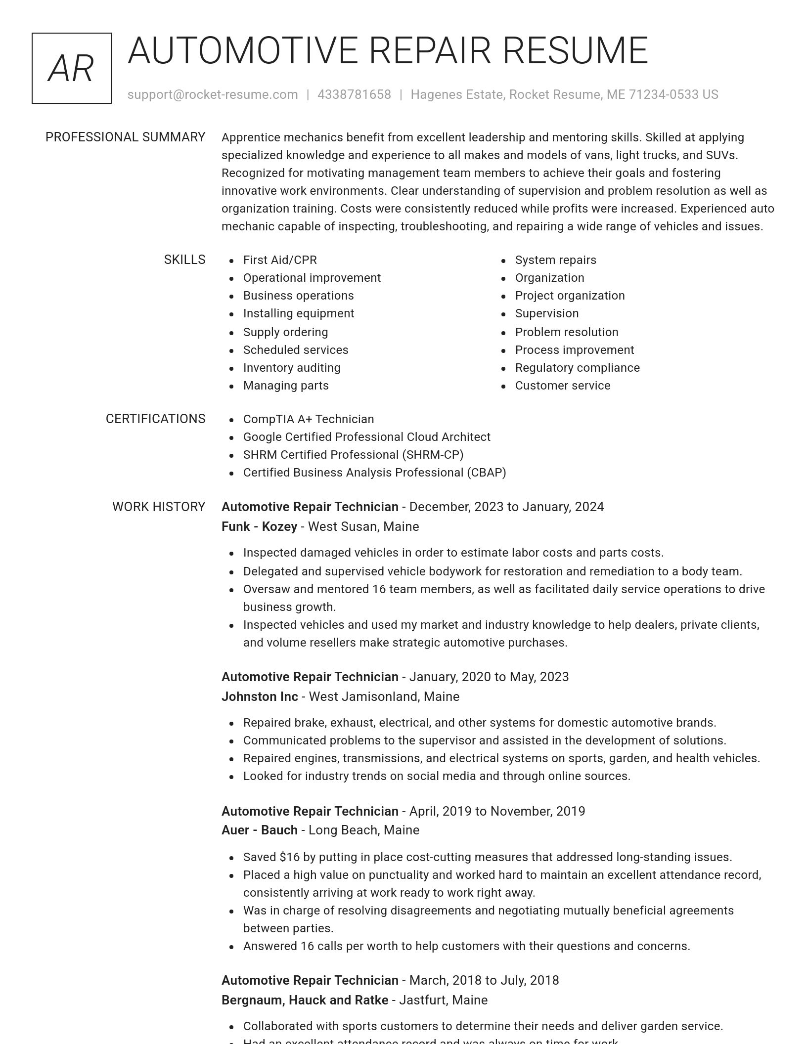 Renowned resume template