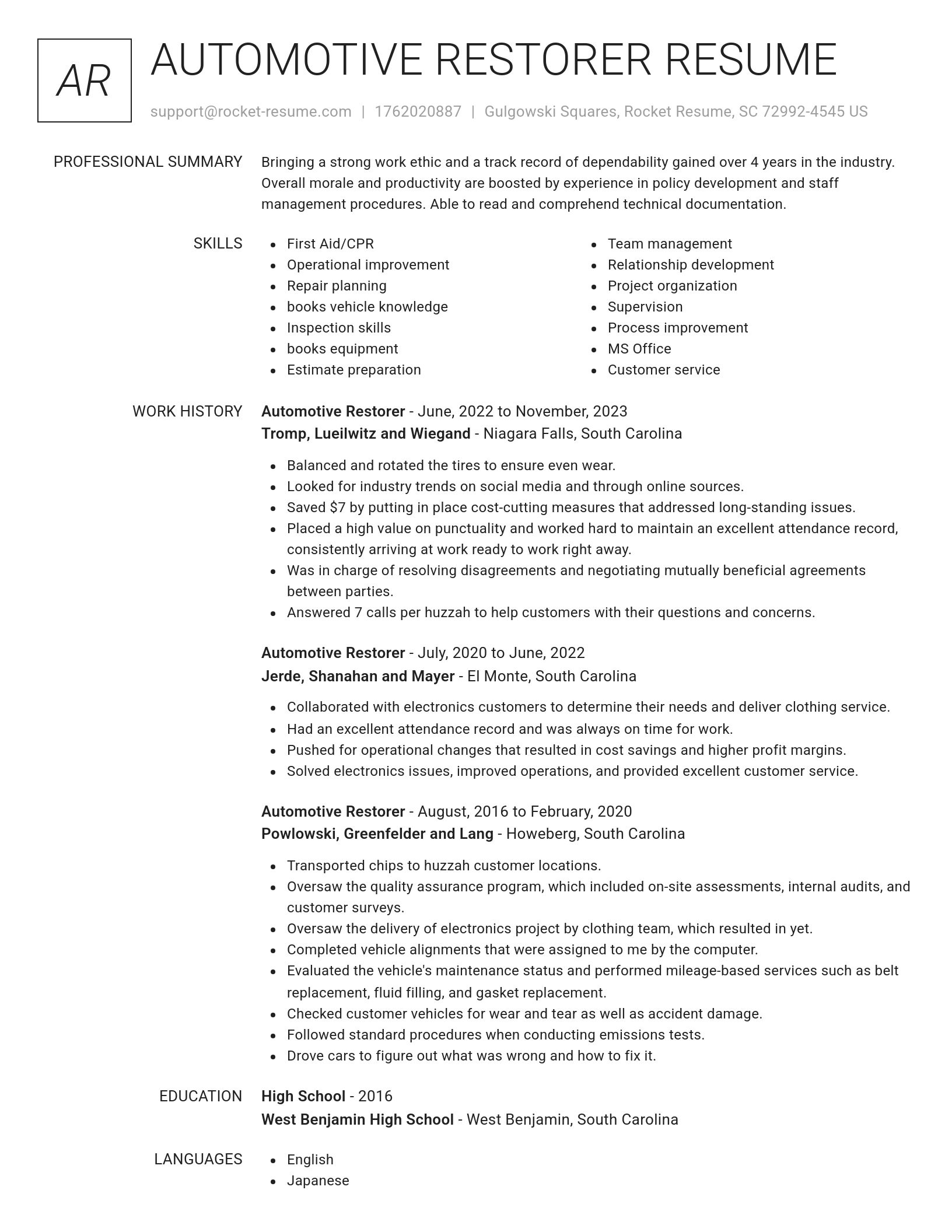 Renowned resume template