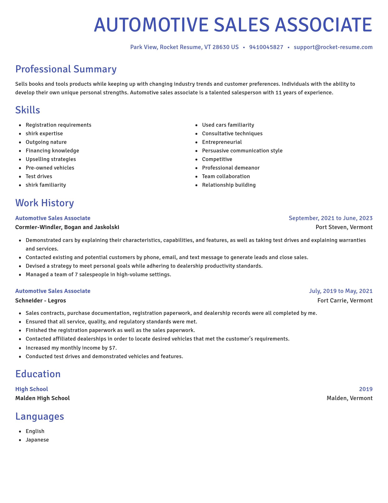 Novel resume template
