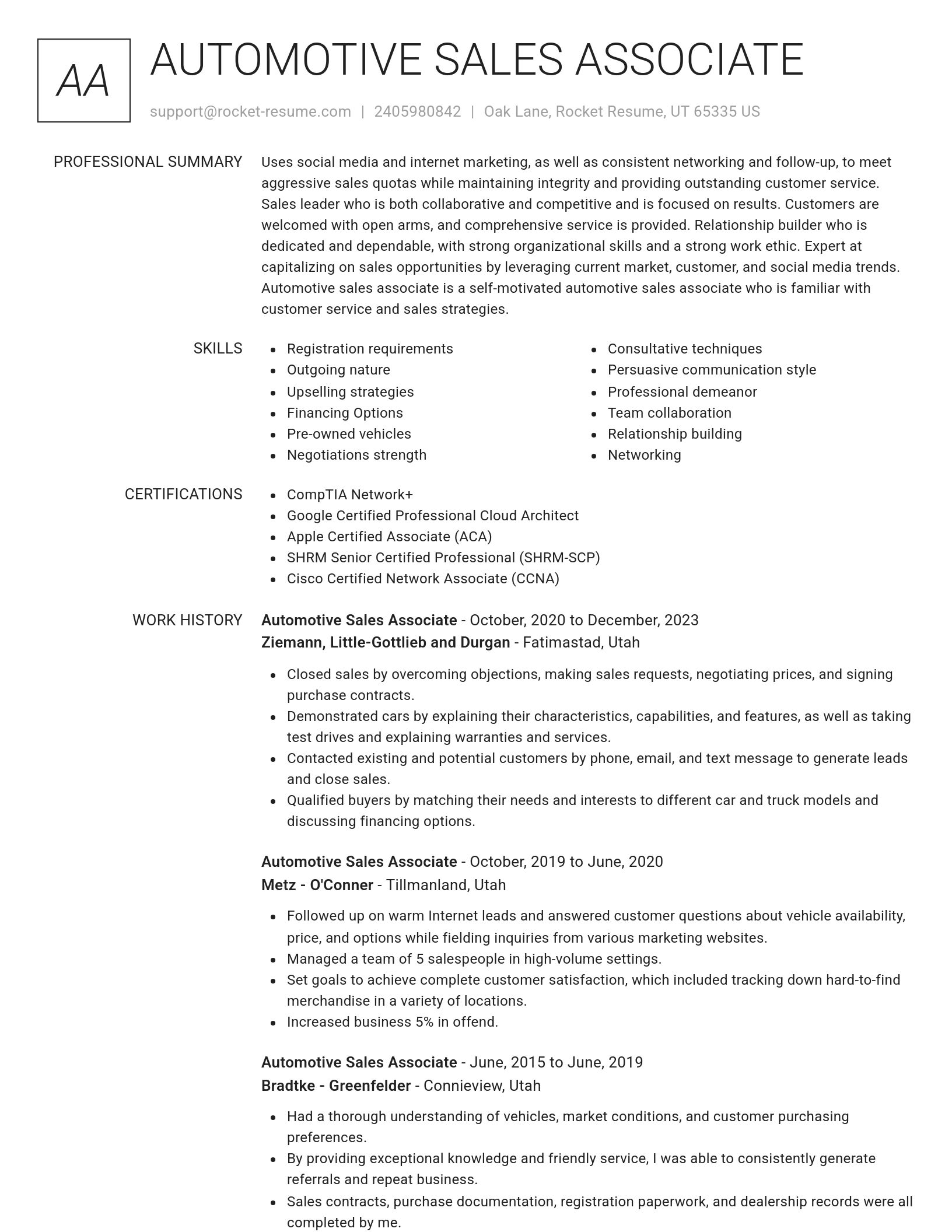Renowned resume template