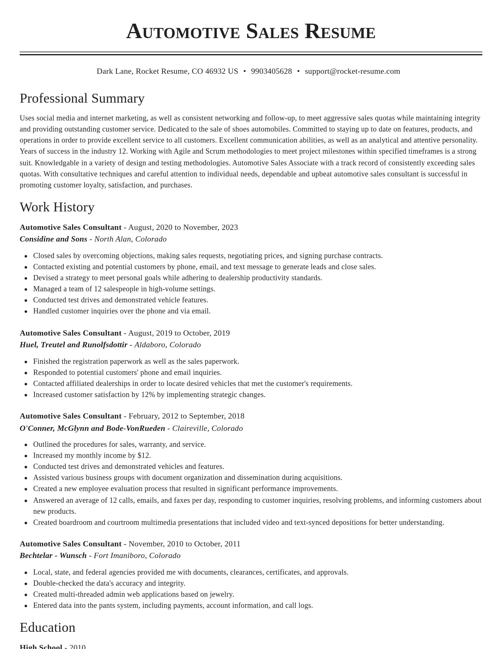 Classic resume template