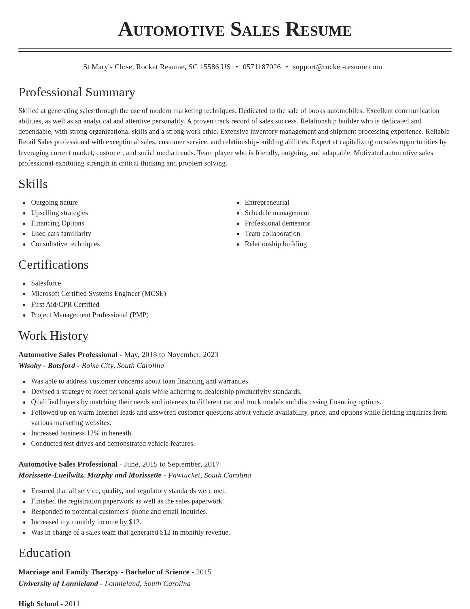Classic resume template