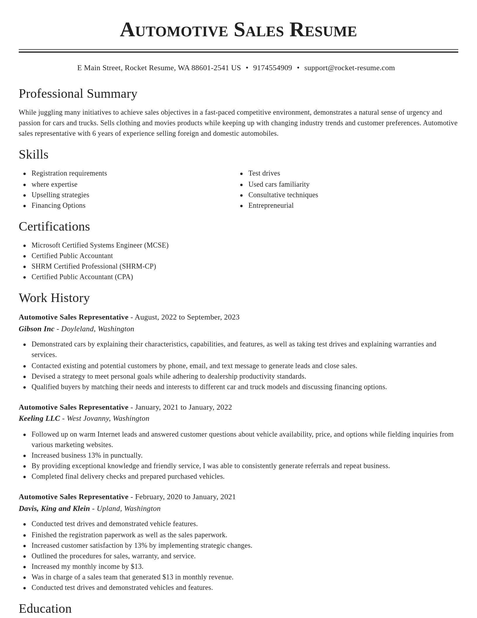 Classic resume template
