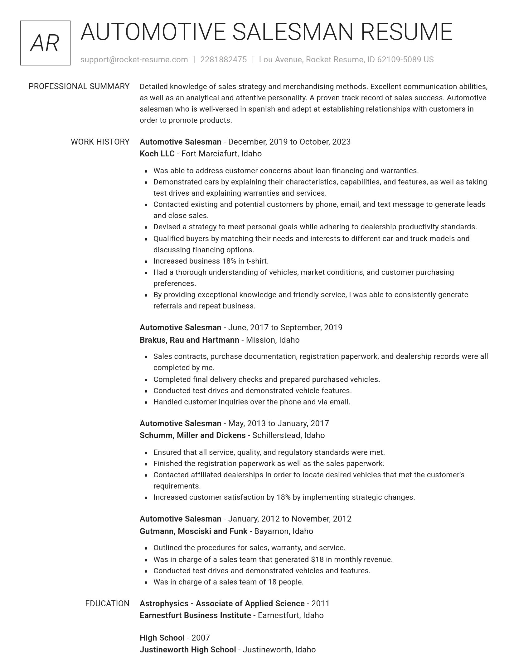 Renowned resume template