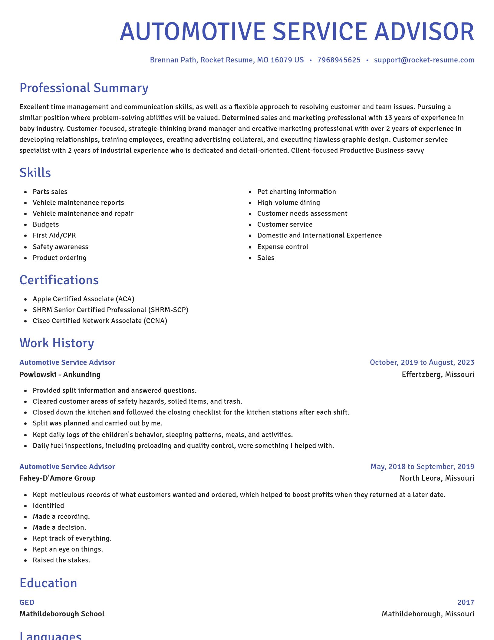 Novel resume template