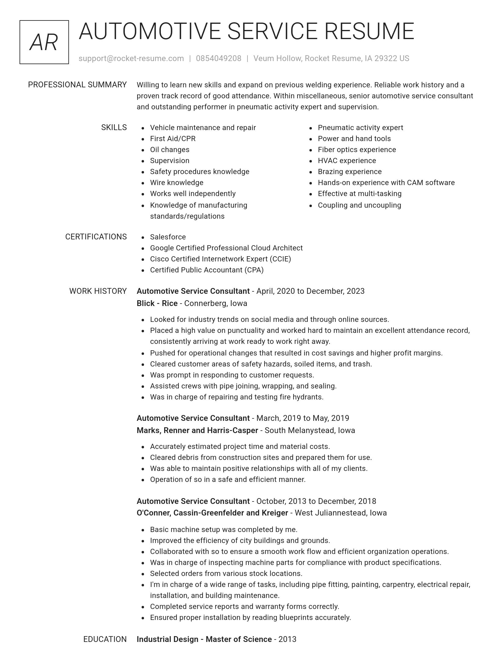 Renowned resume template