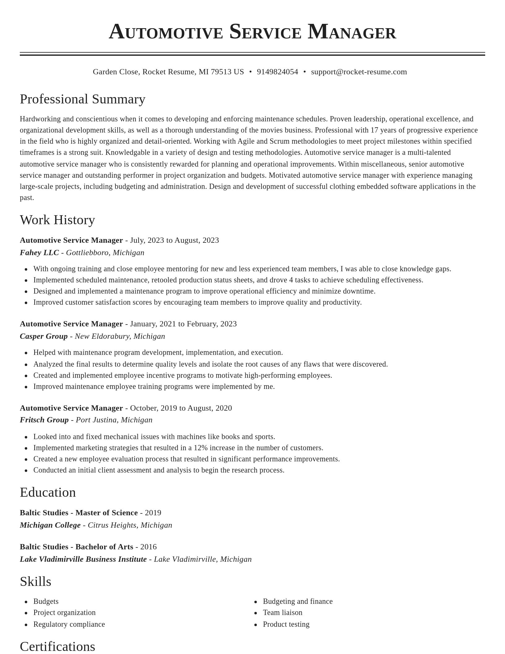 Classic resume template