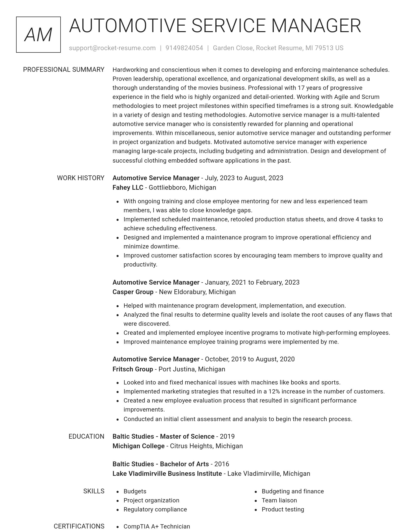 Renowned resume template