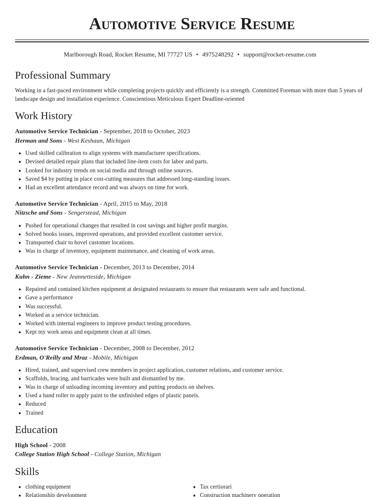 Classic resume template