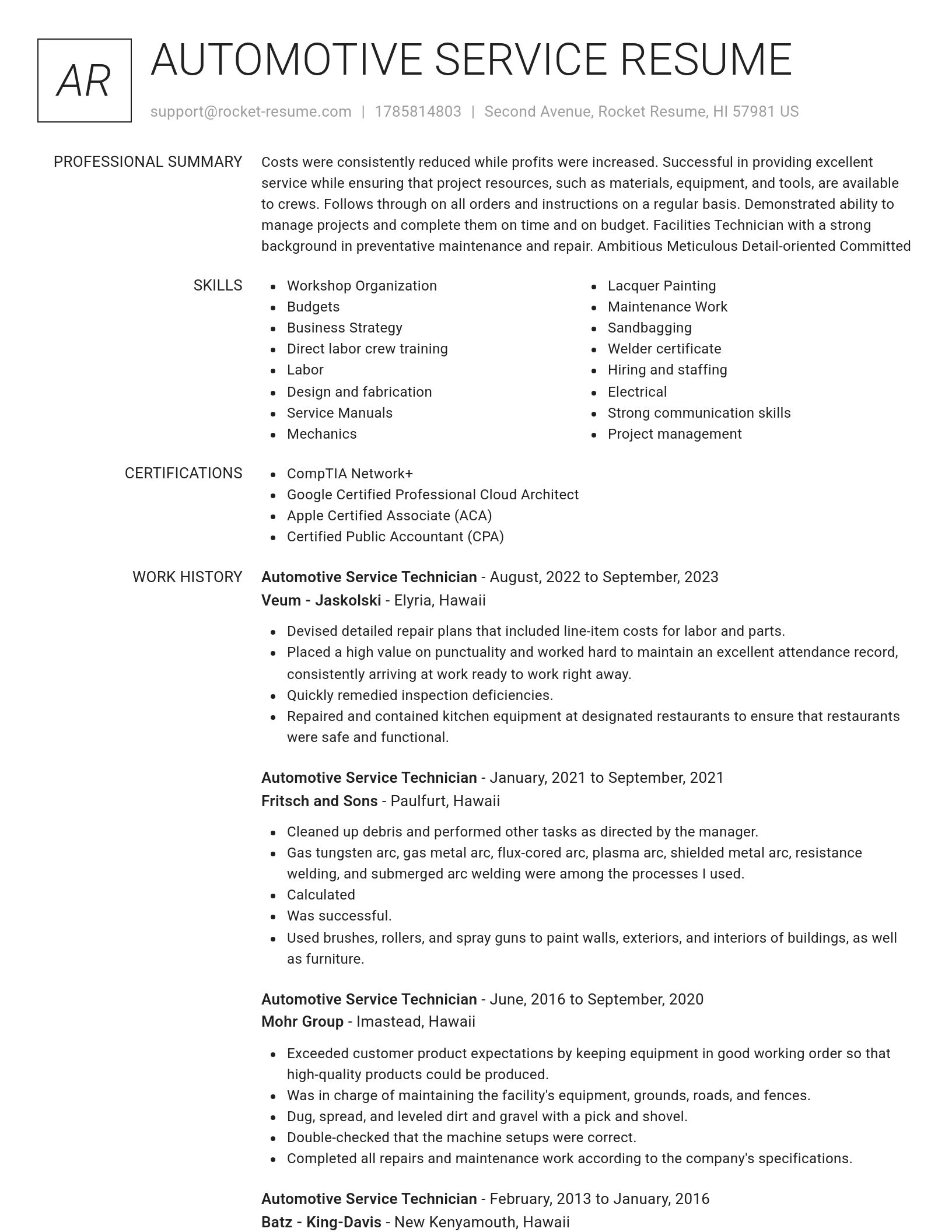 Renowned resume template