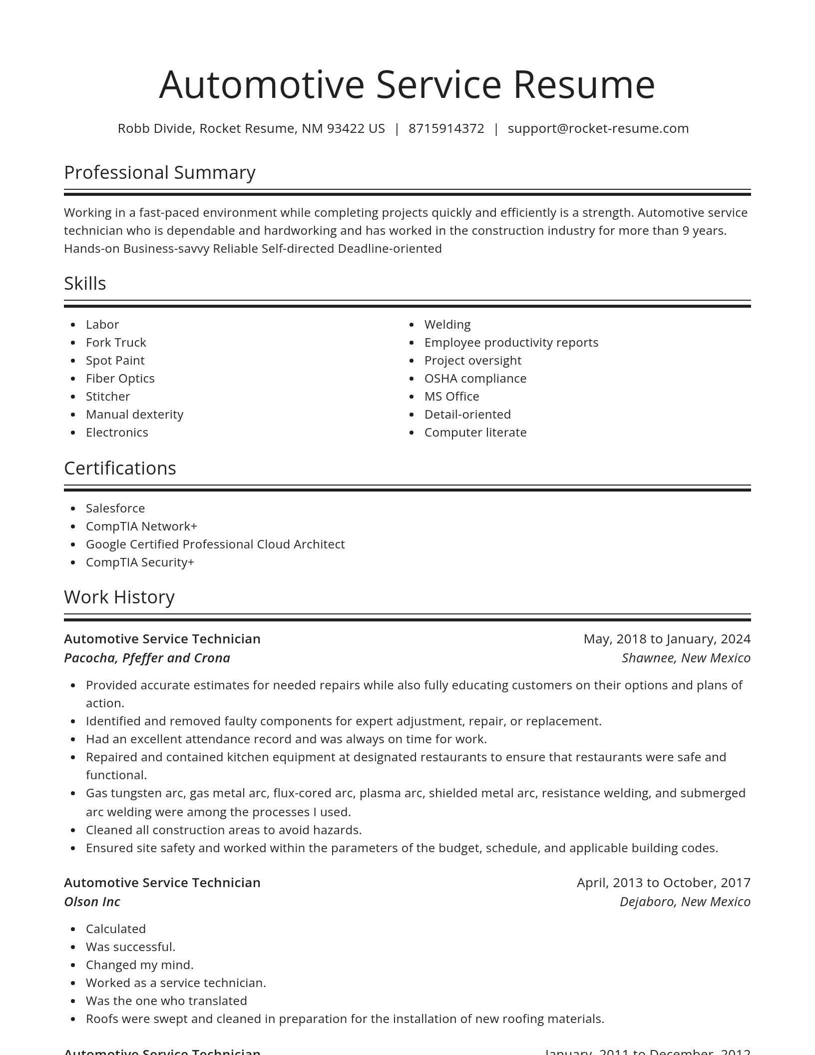 Spotlight resume template