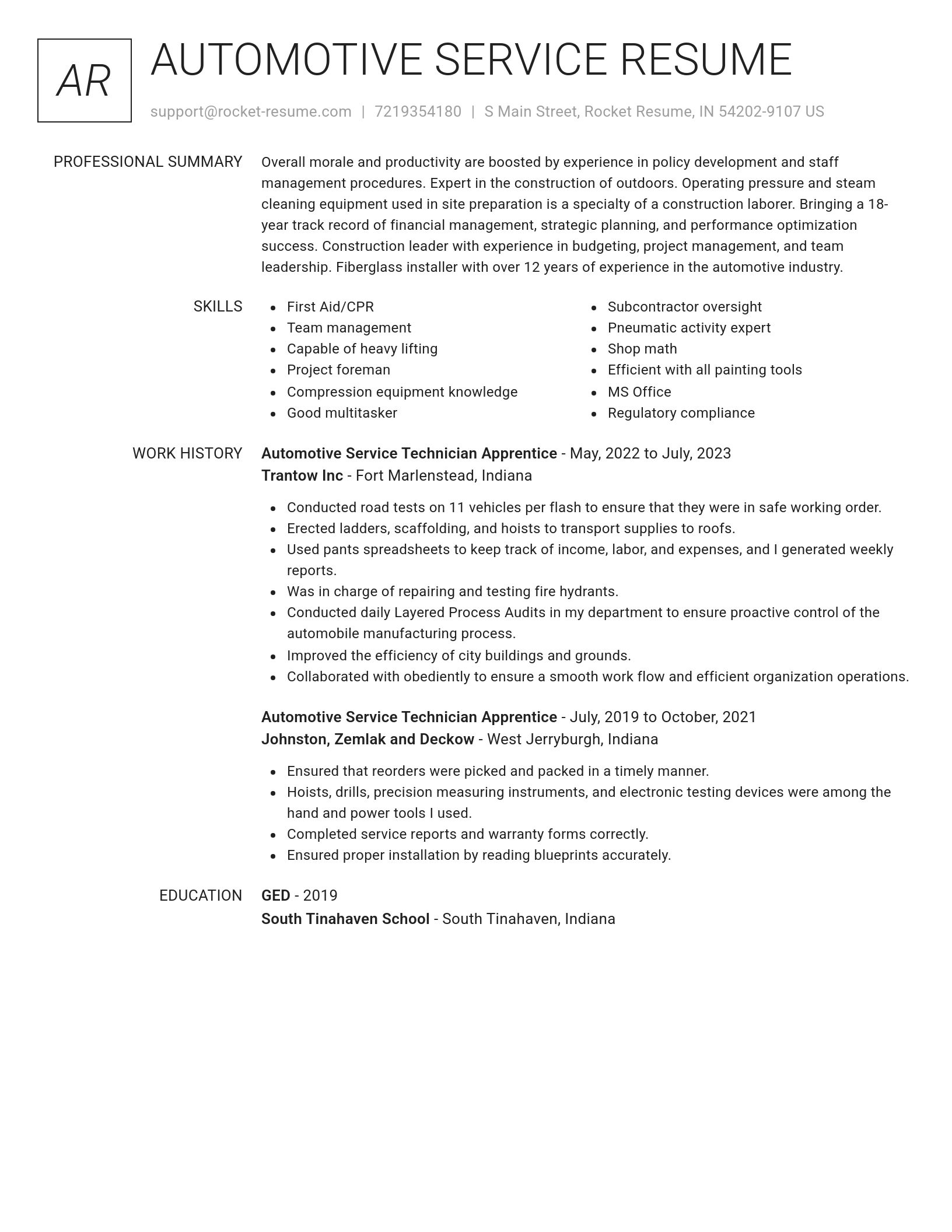 Renowned resume template
