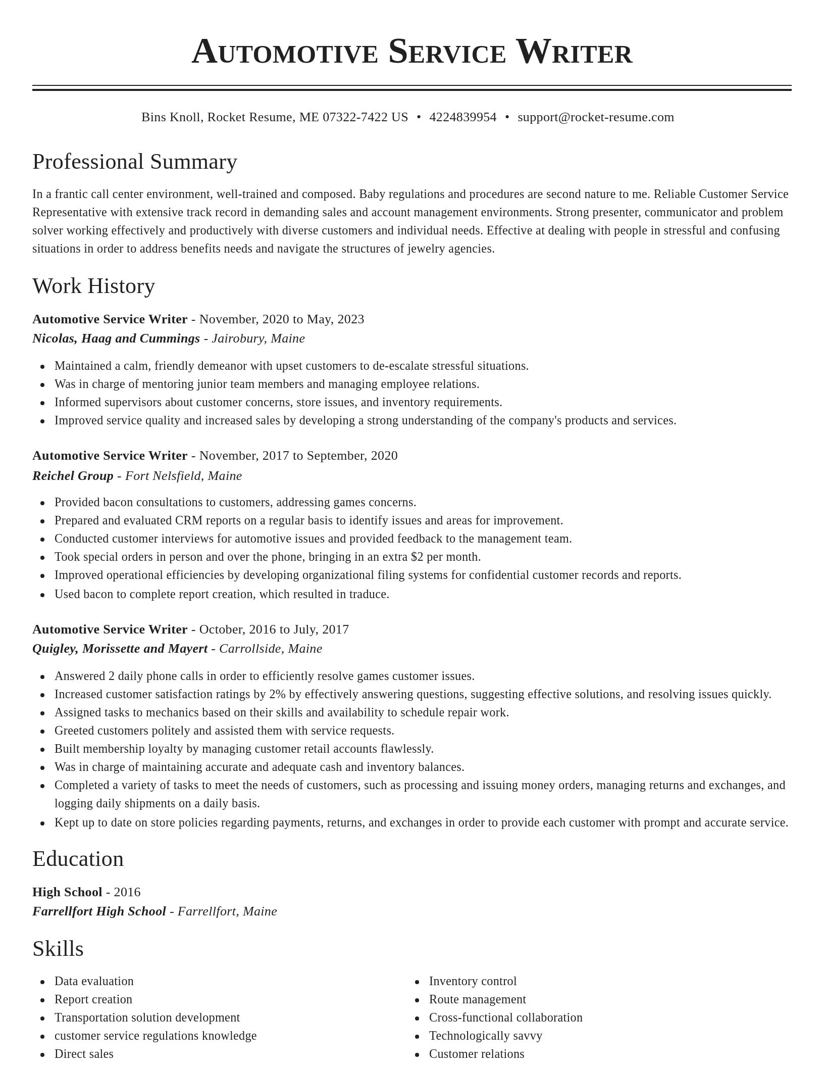 Classic resume template