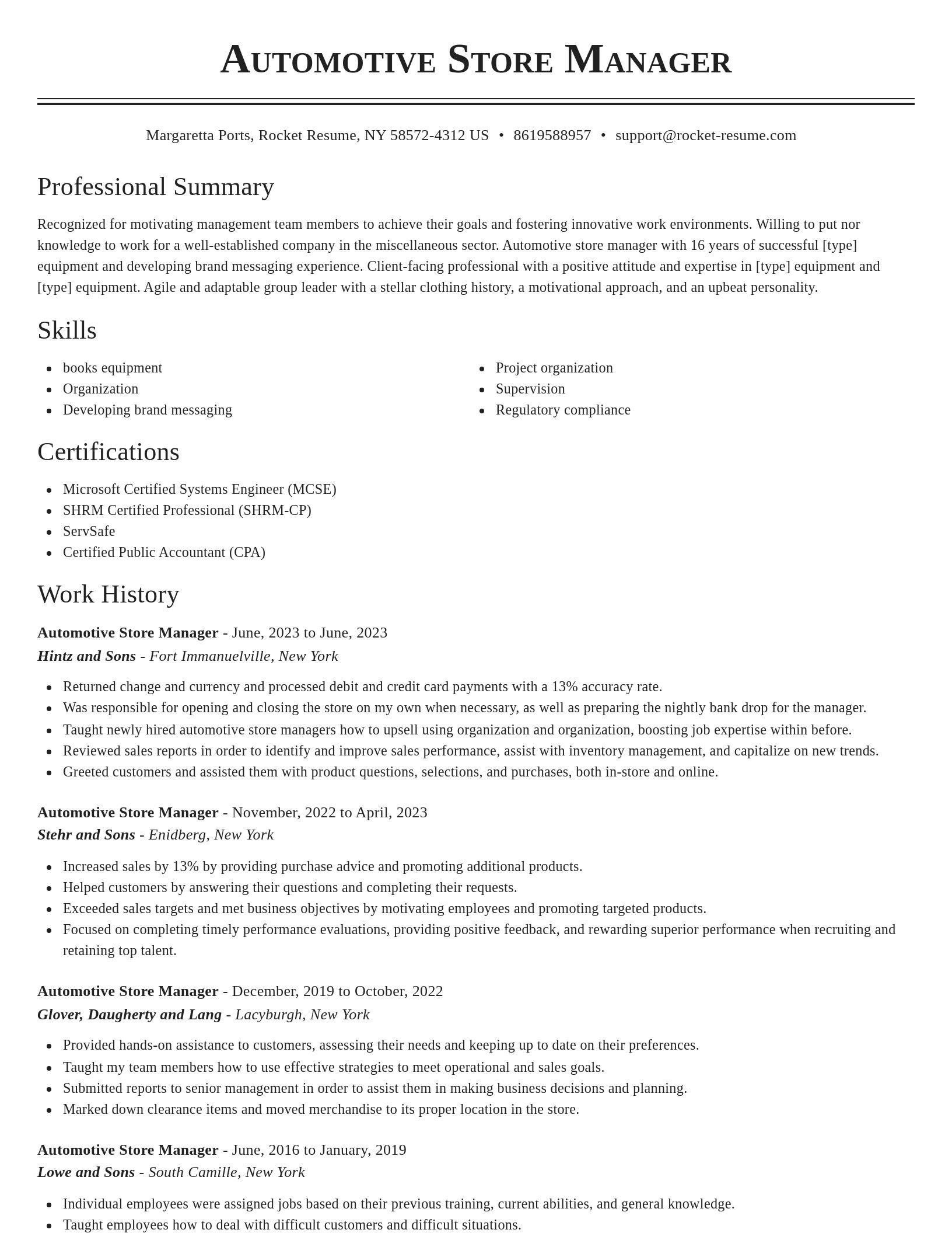 Classic resume template