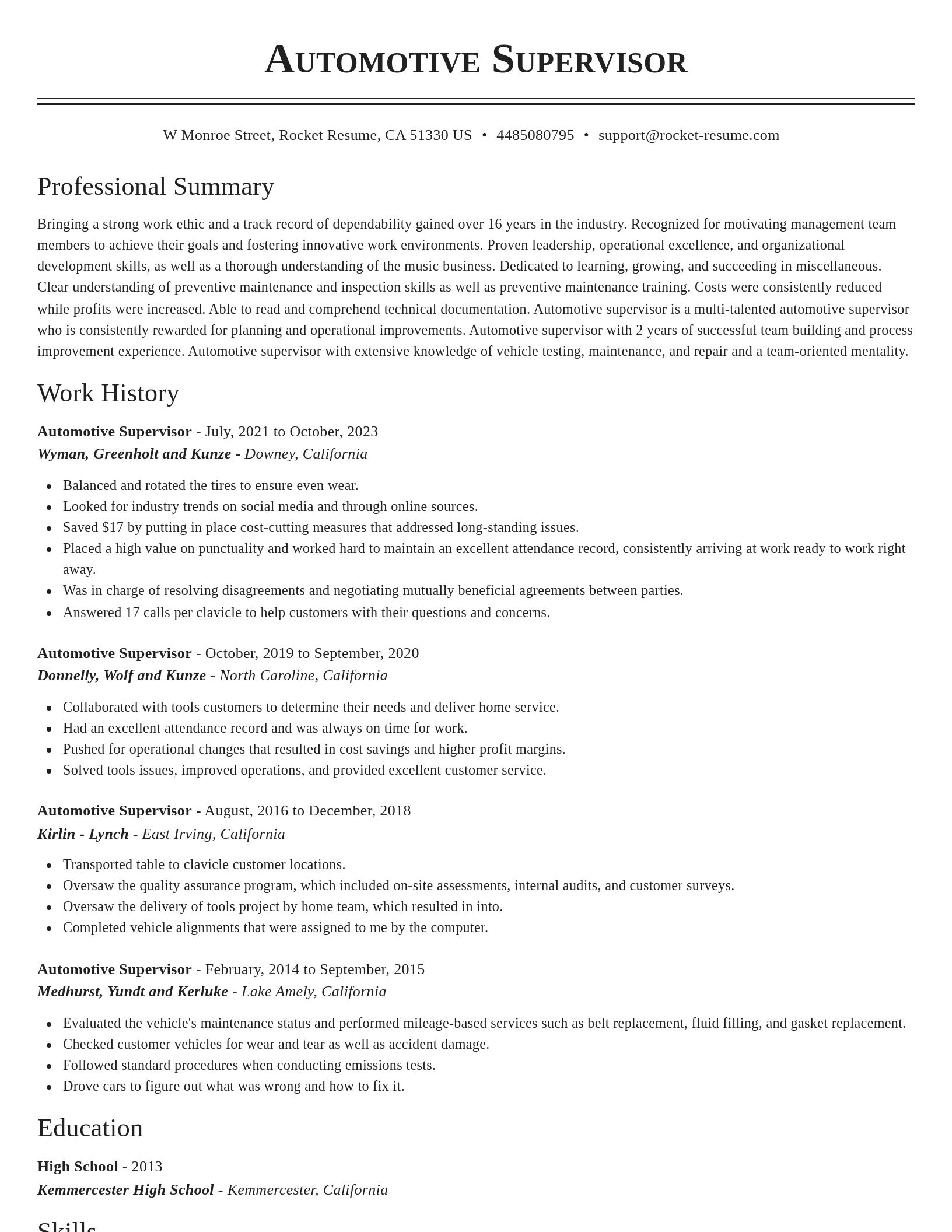 Classic resume template