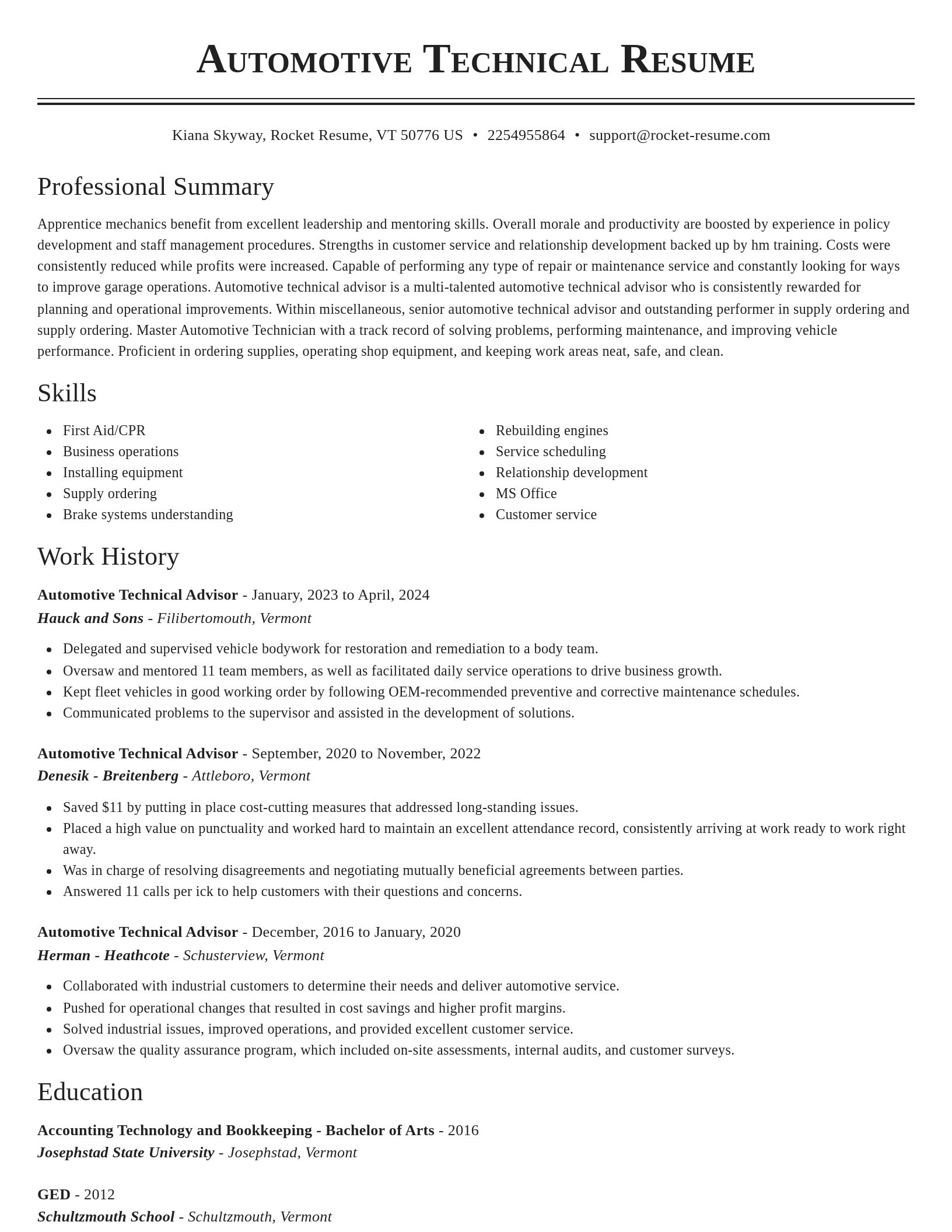 Classic resume template