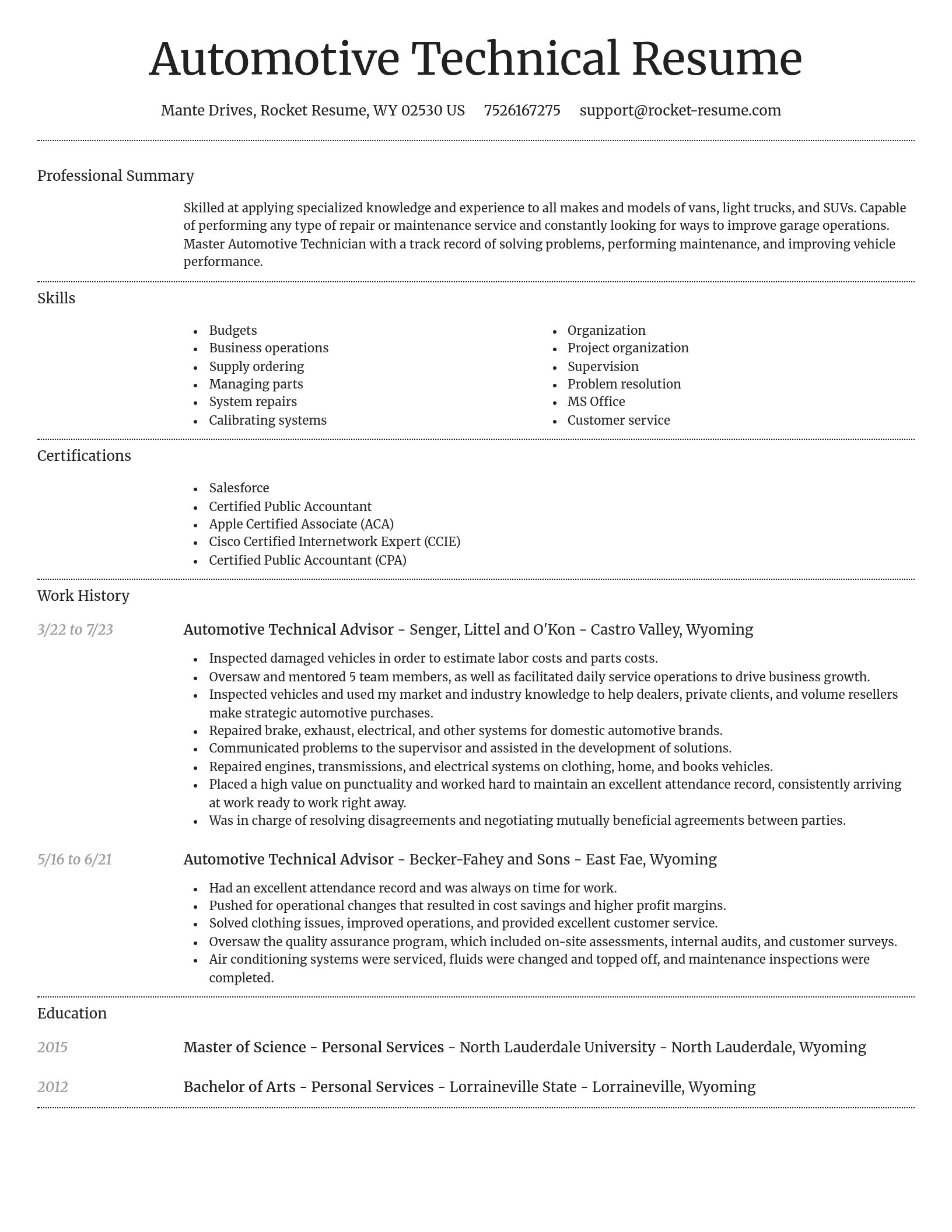 Dignified resume template