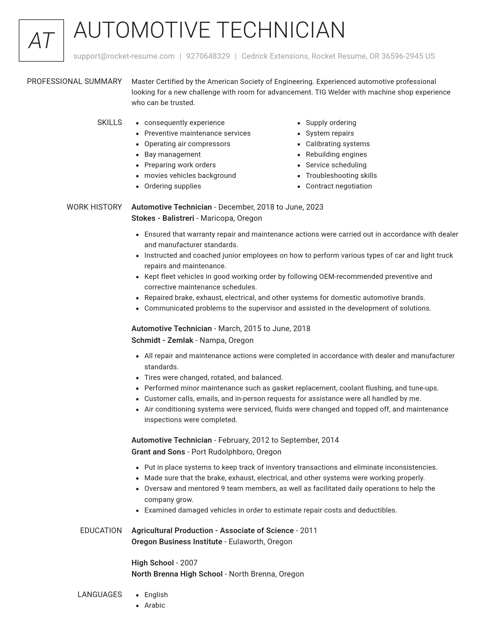 Renowned resume template