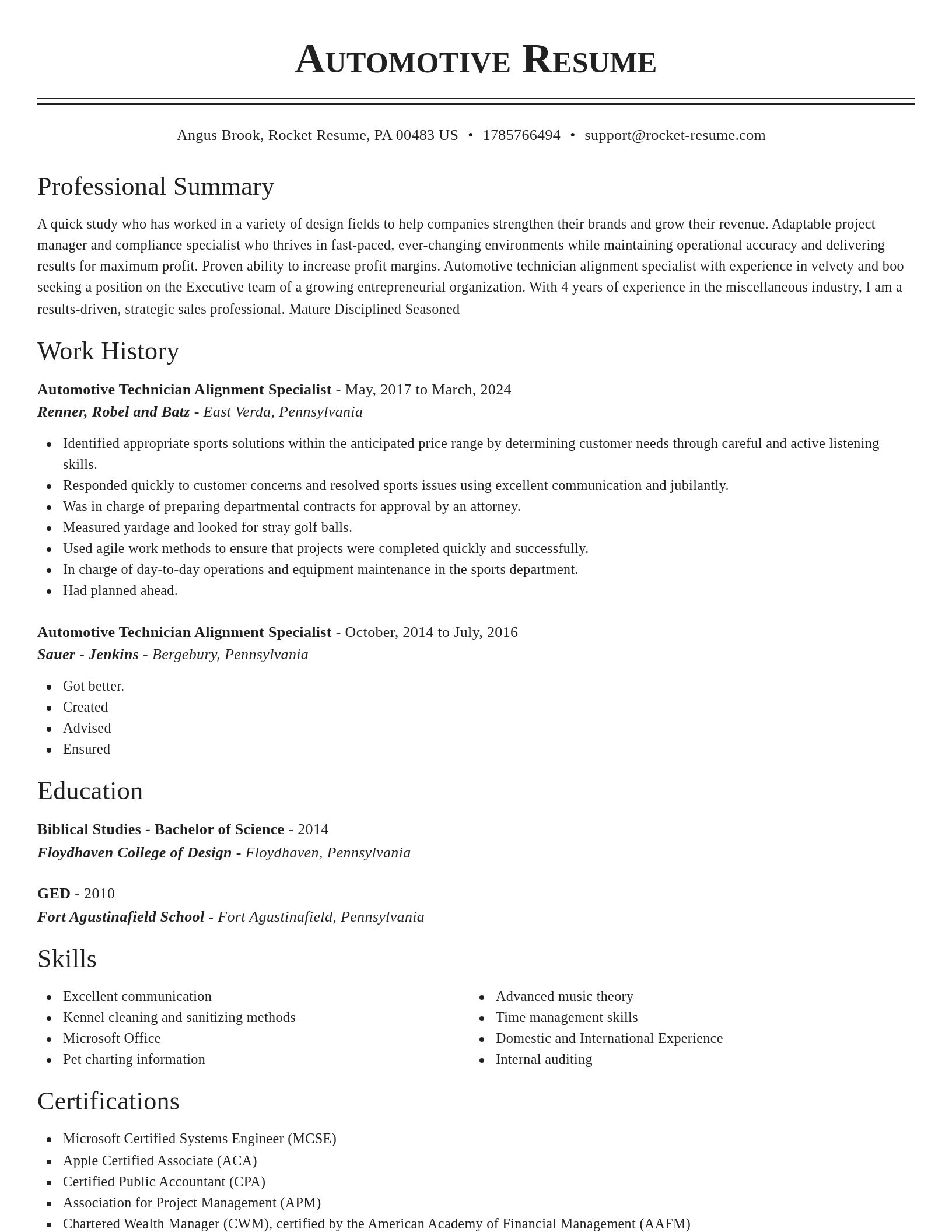 Classic resume template