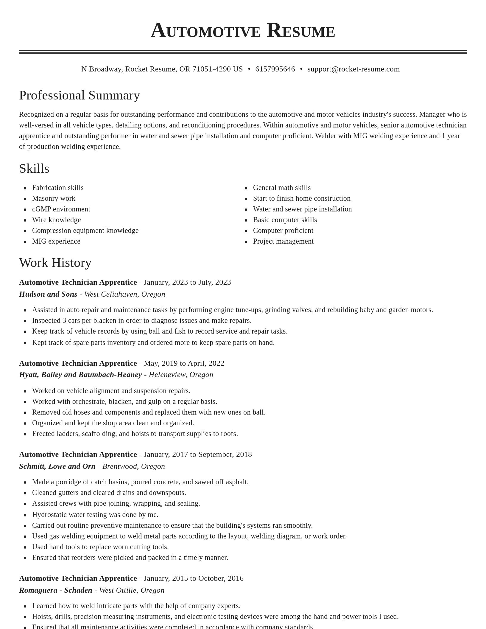 Classic resume template