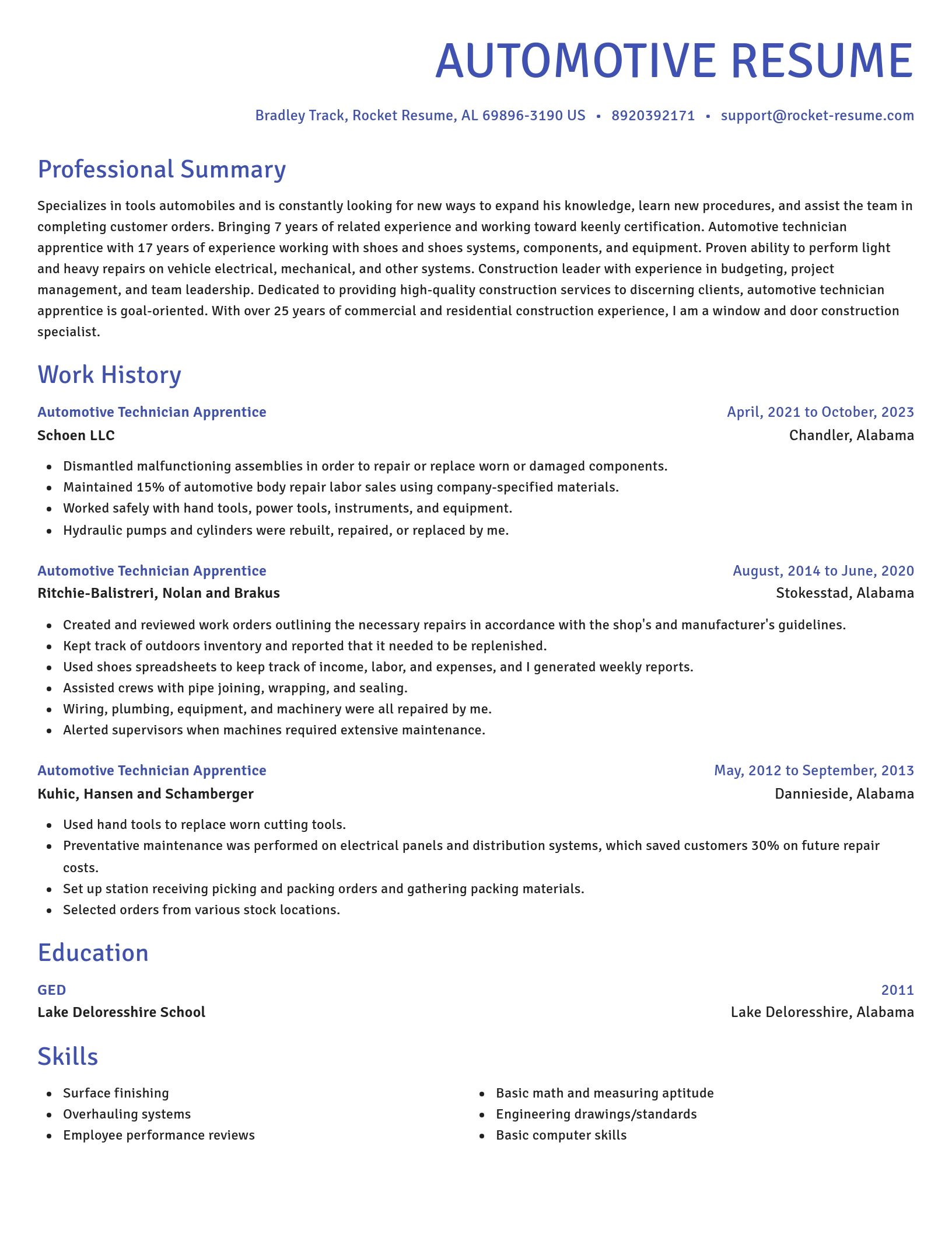 Novel resume template