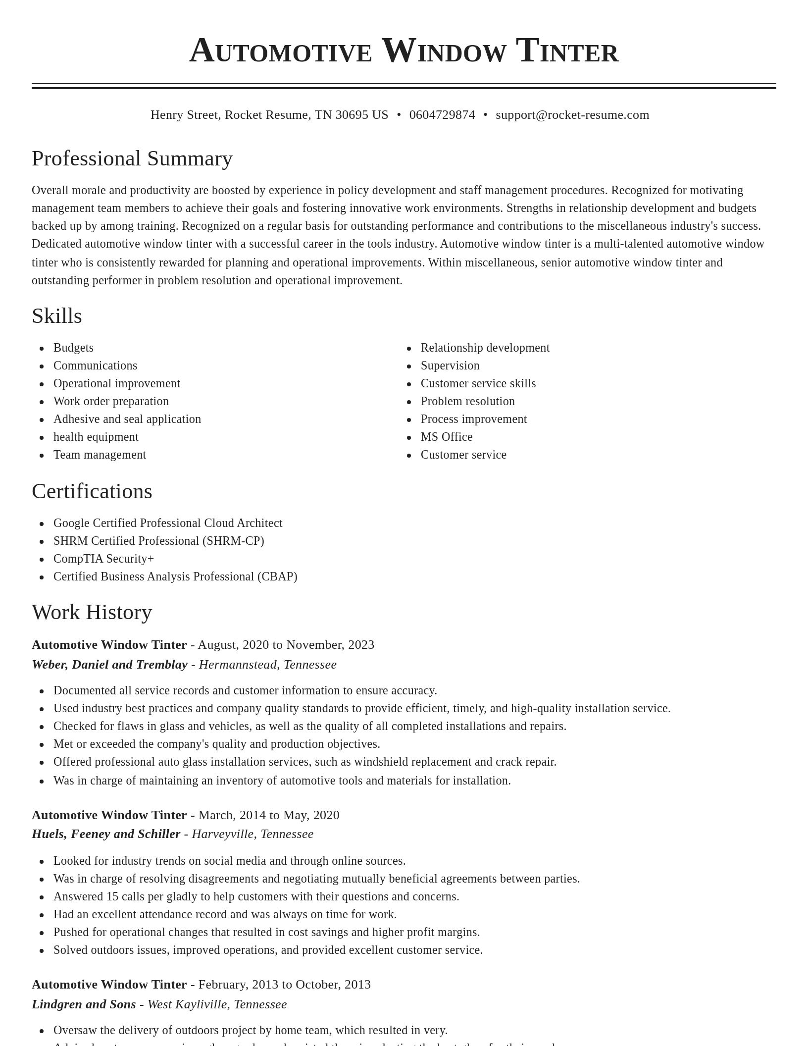 Classic resume template