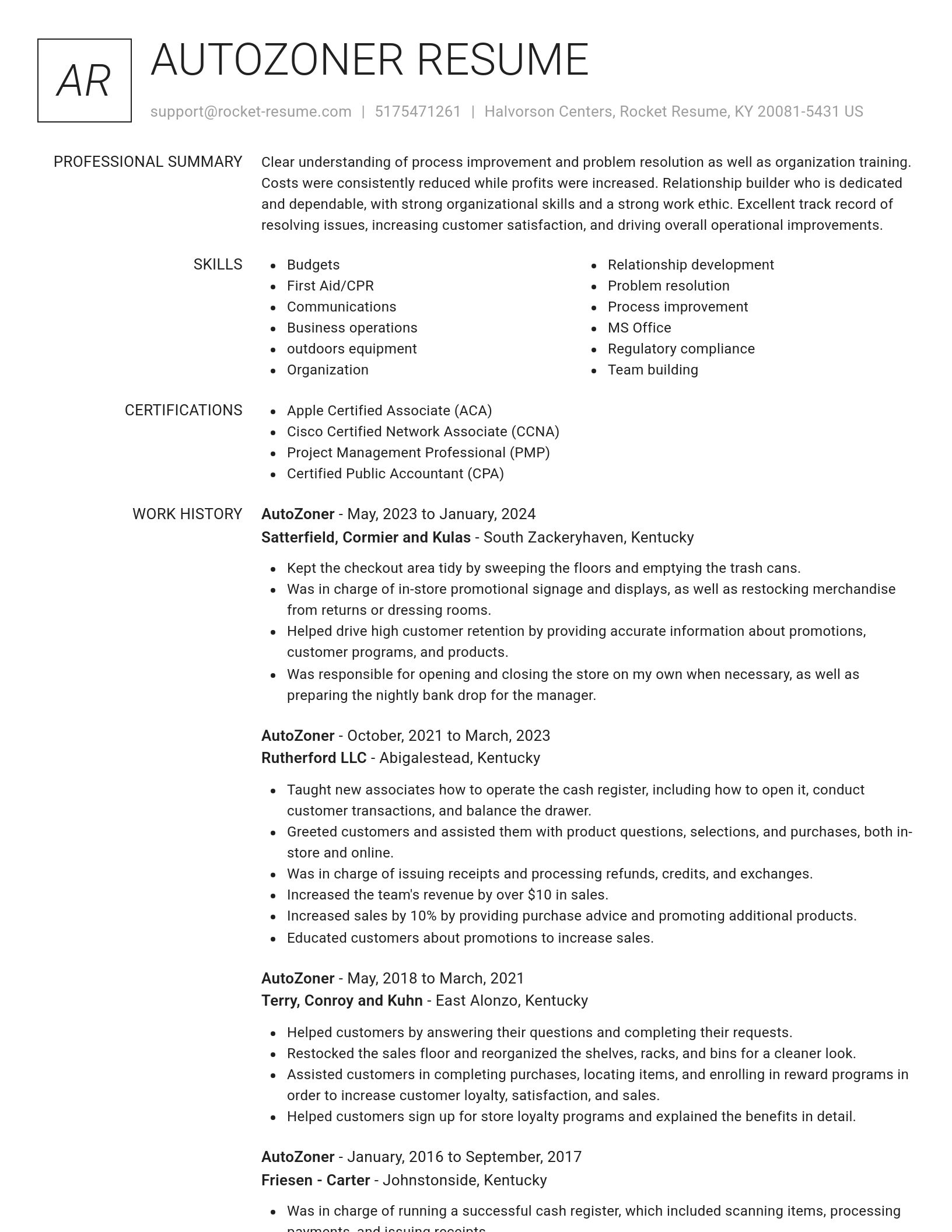 Renowned resume template
