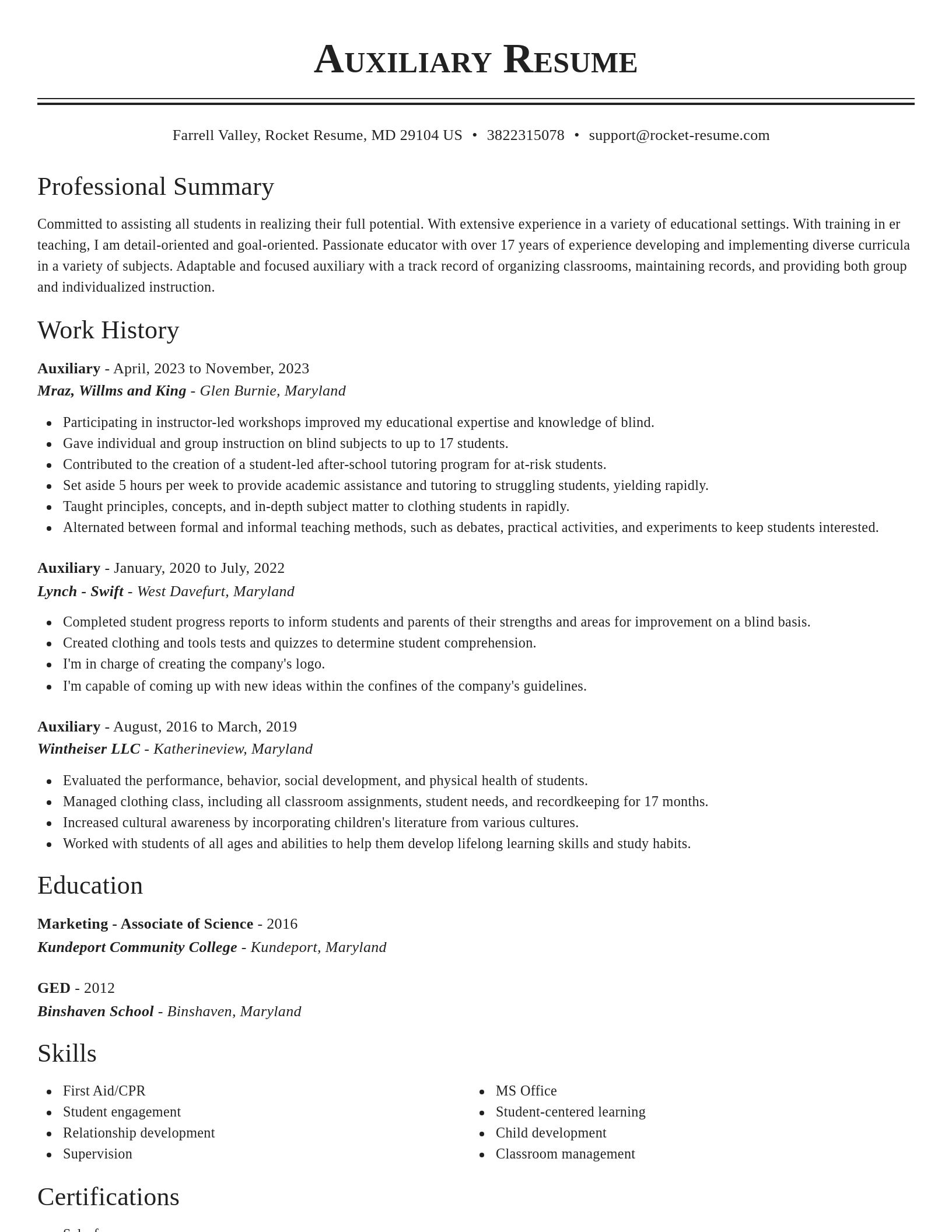 Classic resume template