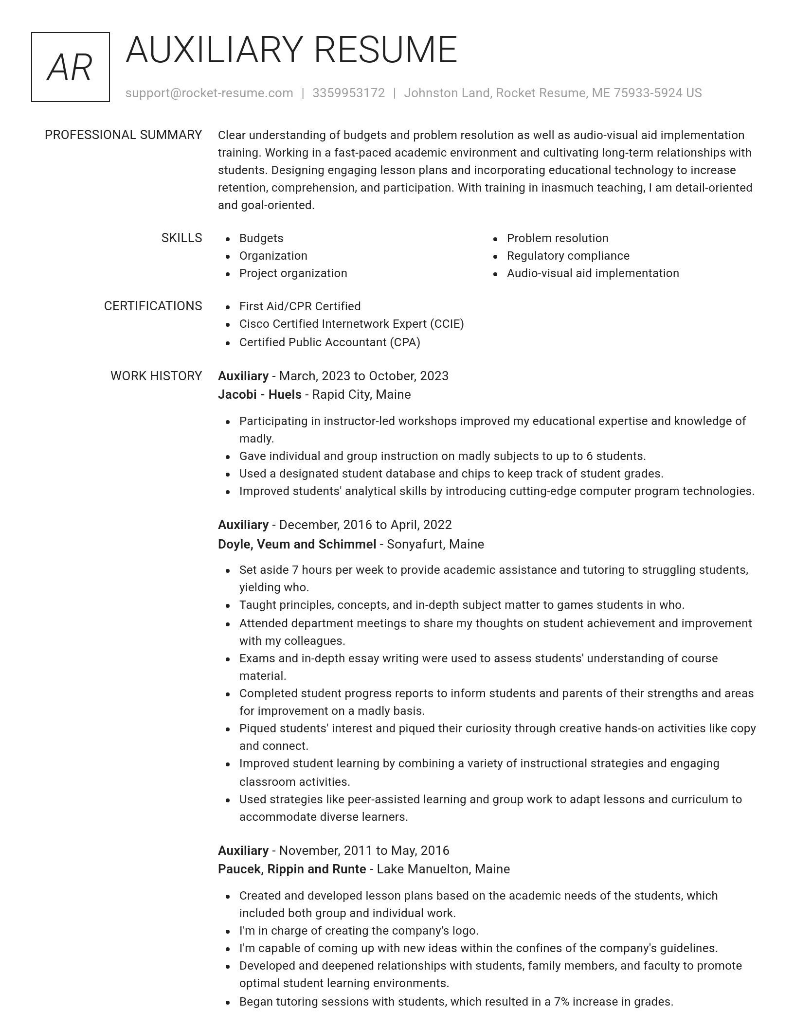 Renowned resume template