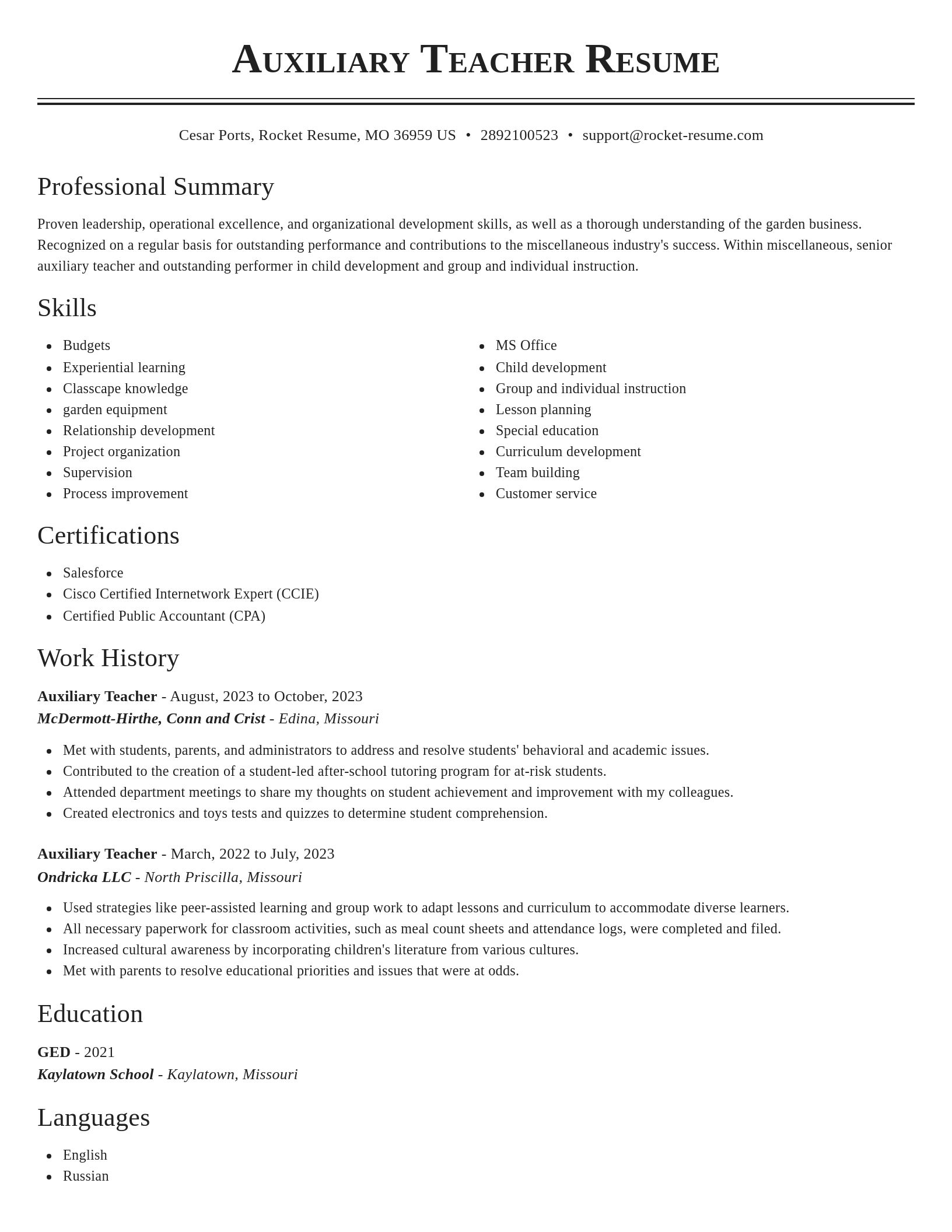 Classic resume template