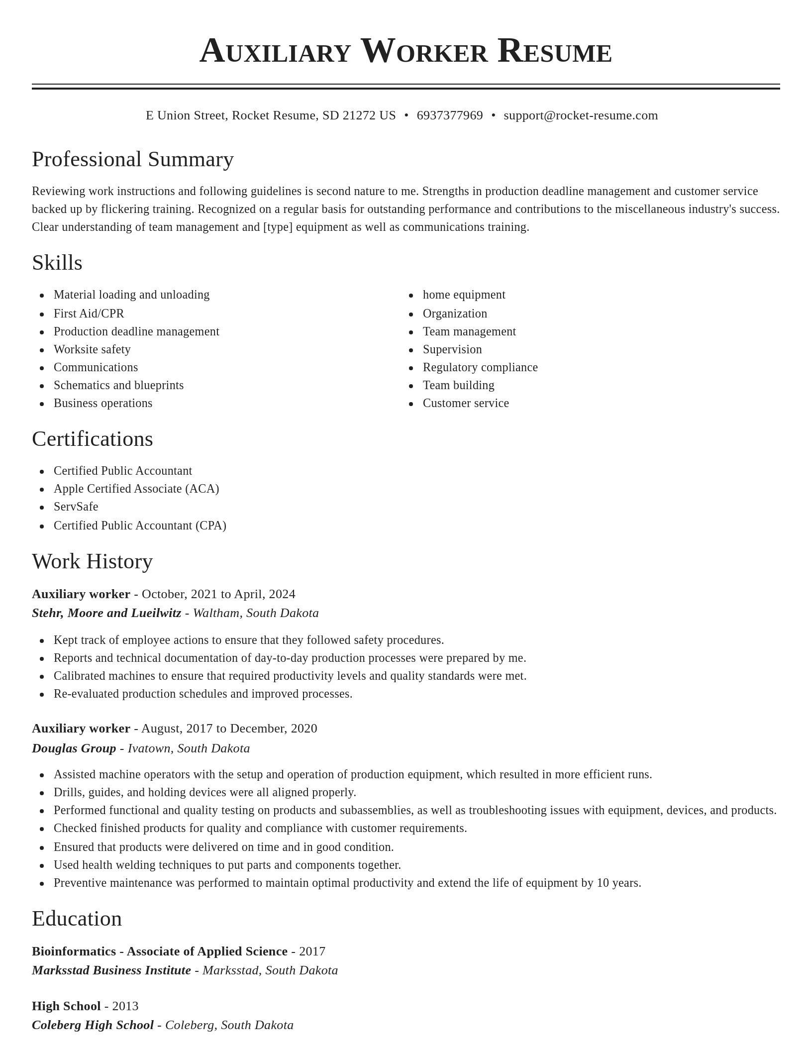 Classic resume template