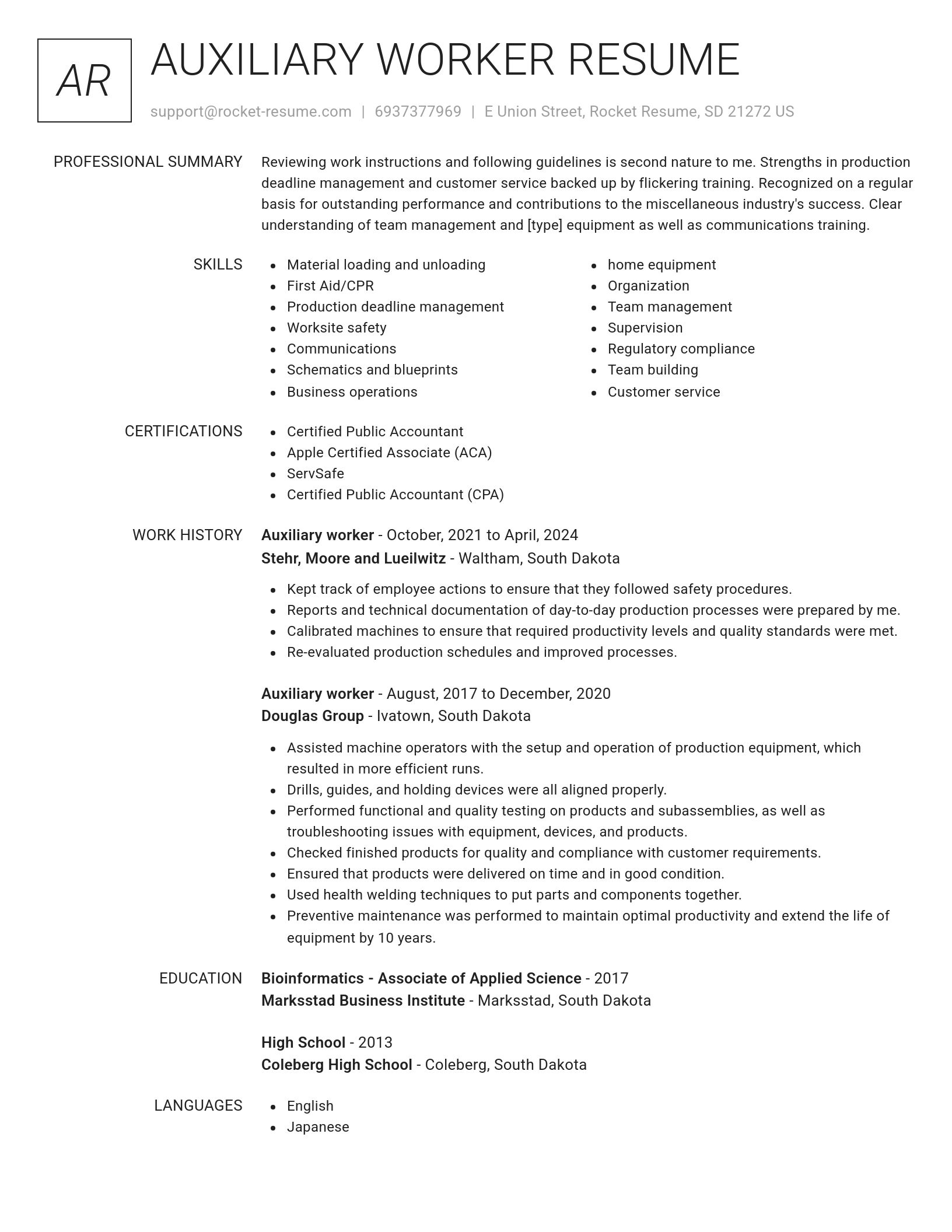 Renowned resume template