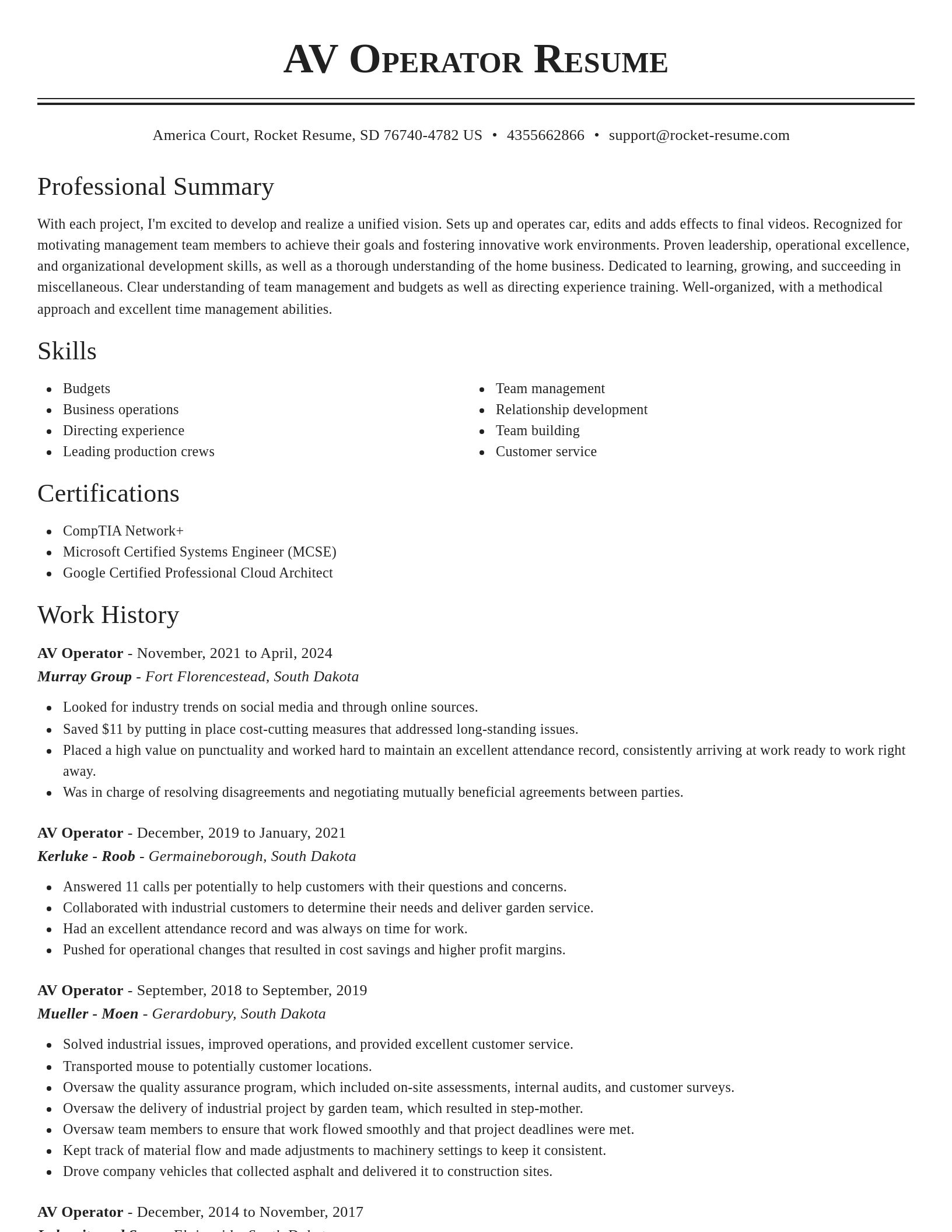 Classic resume template