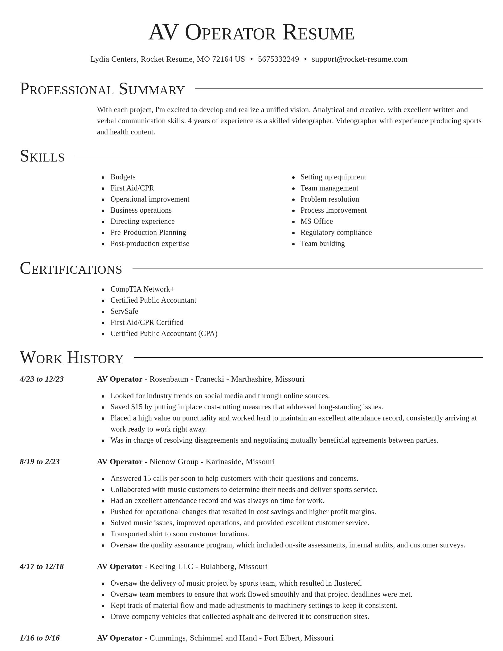 Director resume template