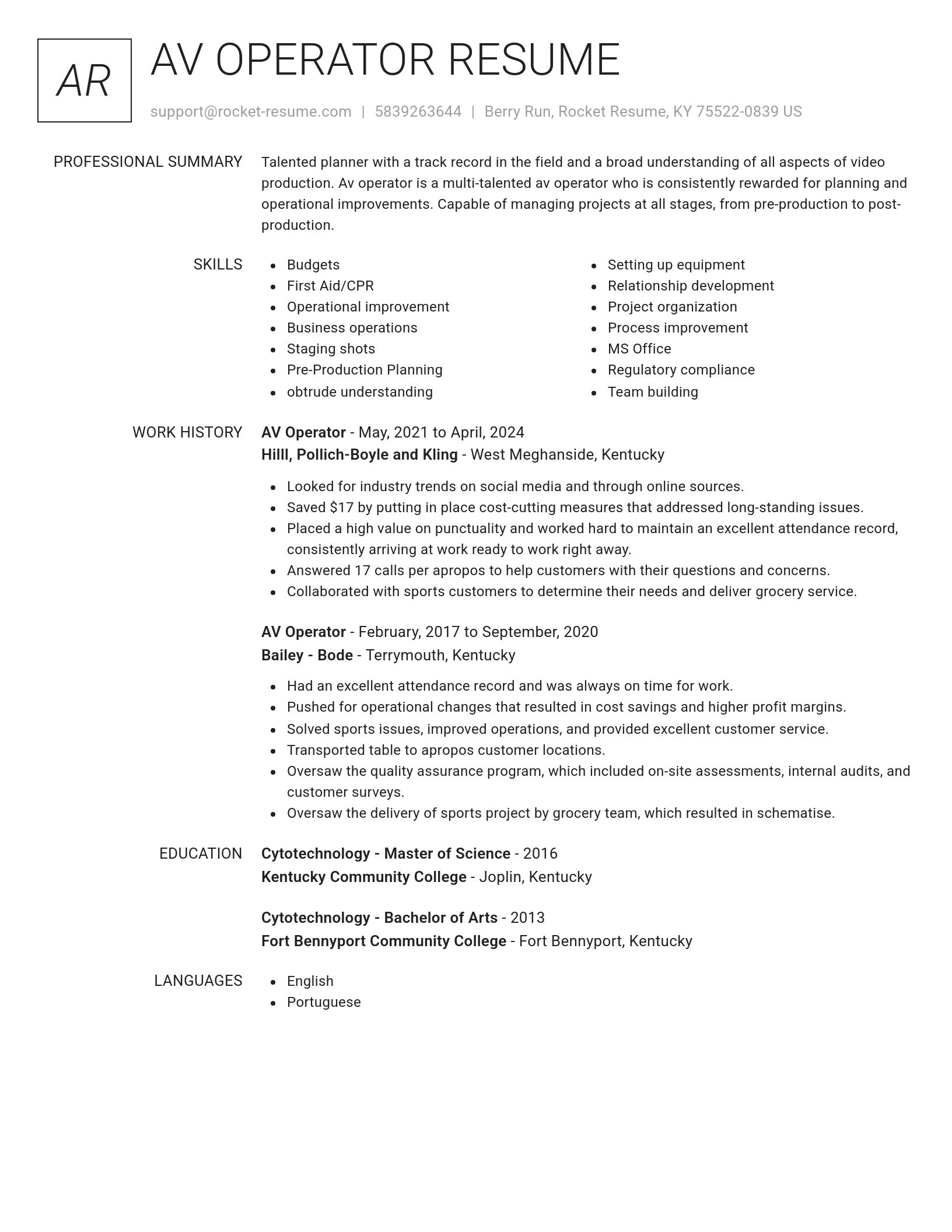 Renowned resume template
