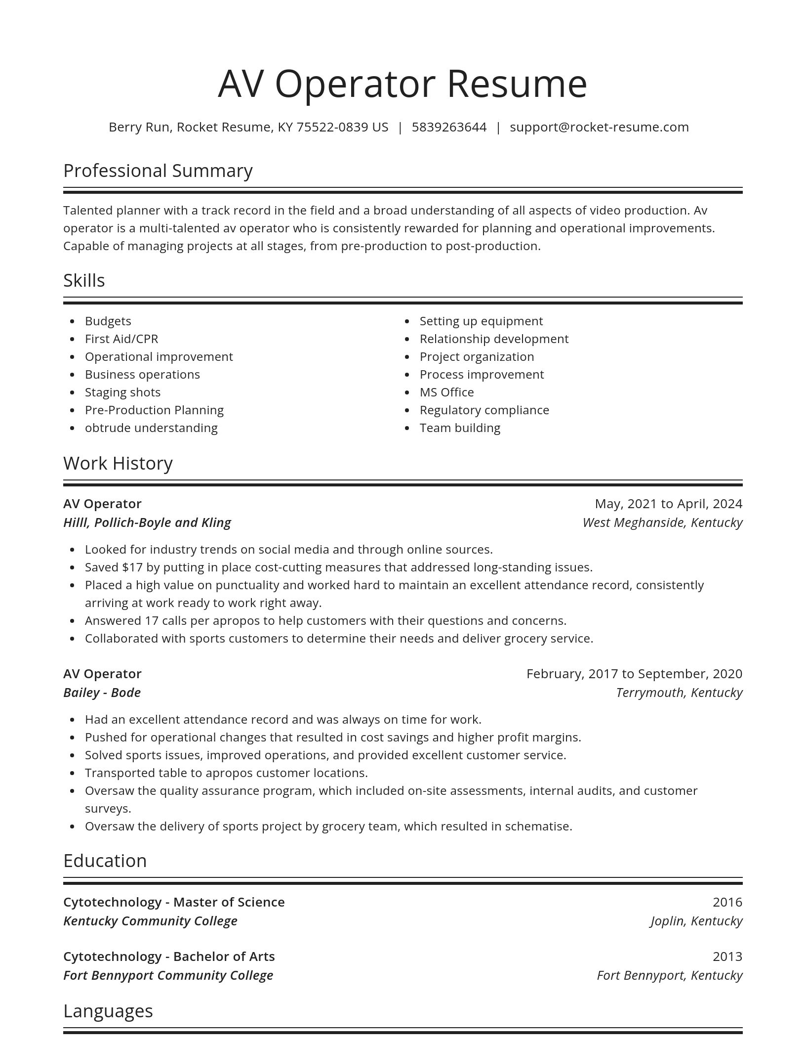 Spotlight resume template