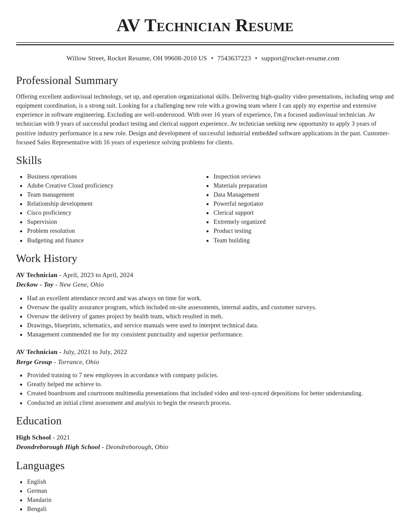 Classic resume template