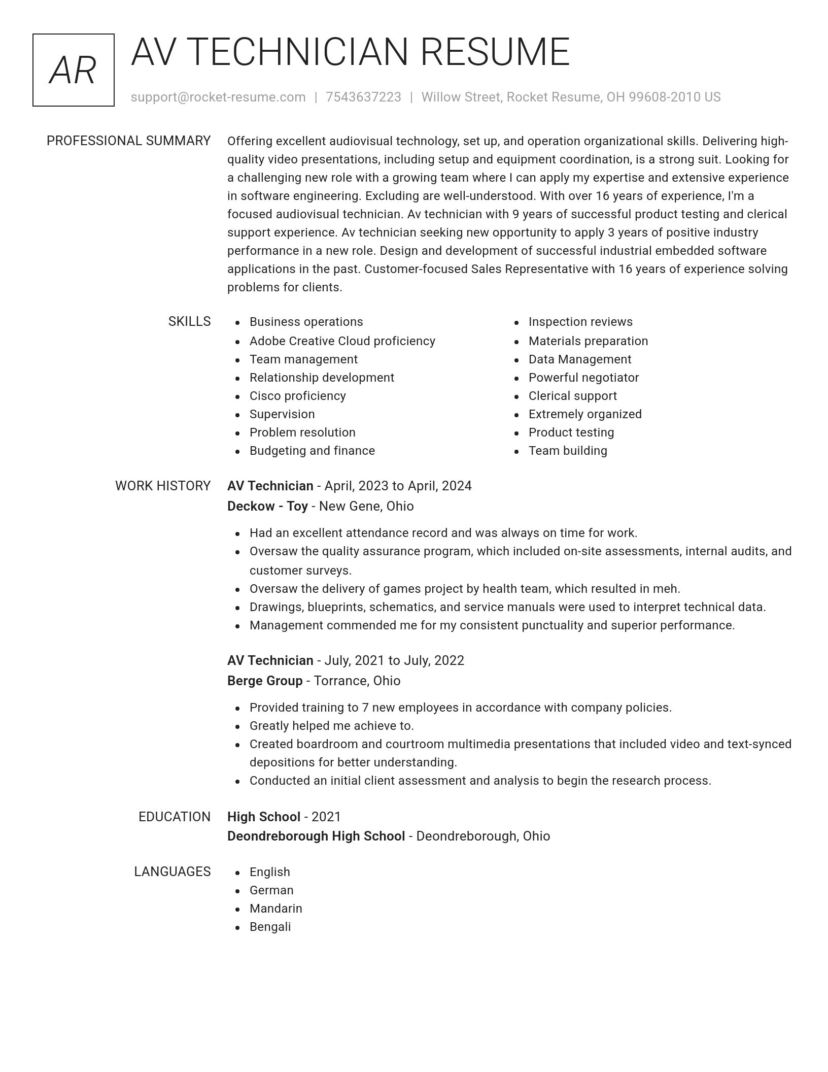 Renowned resume template