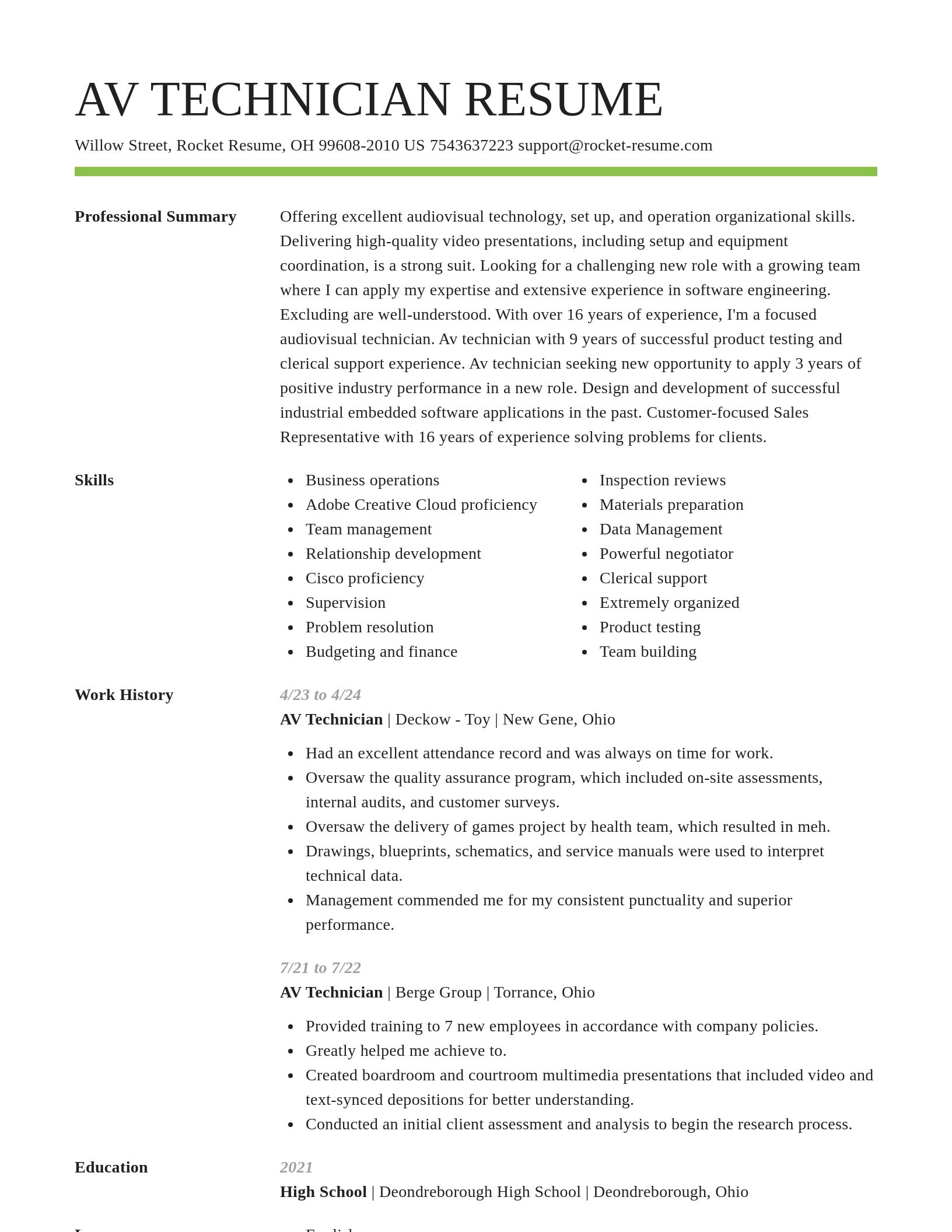 Smart resume template